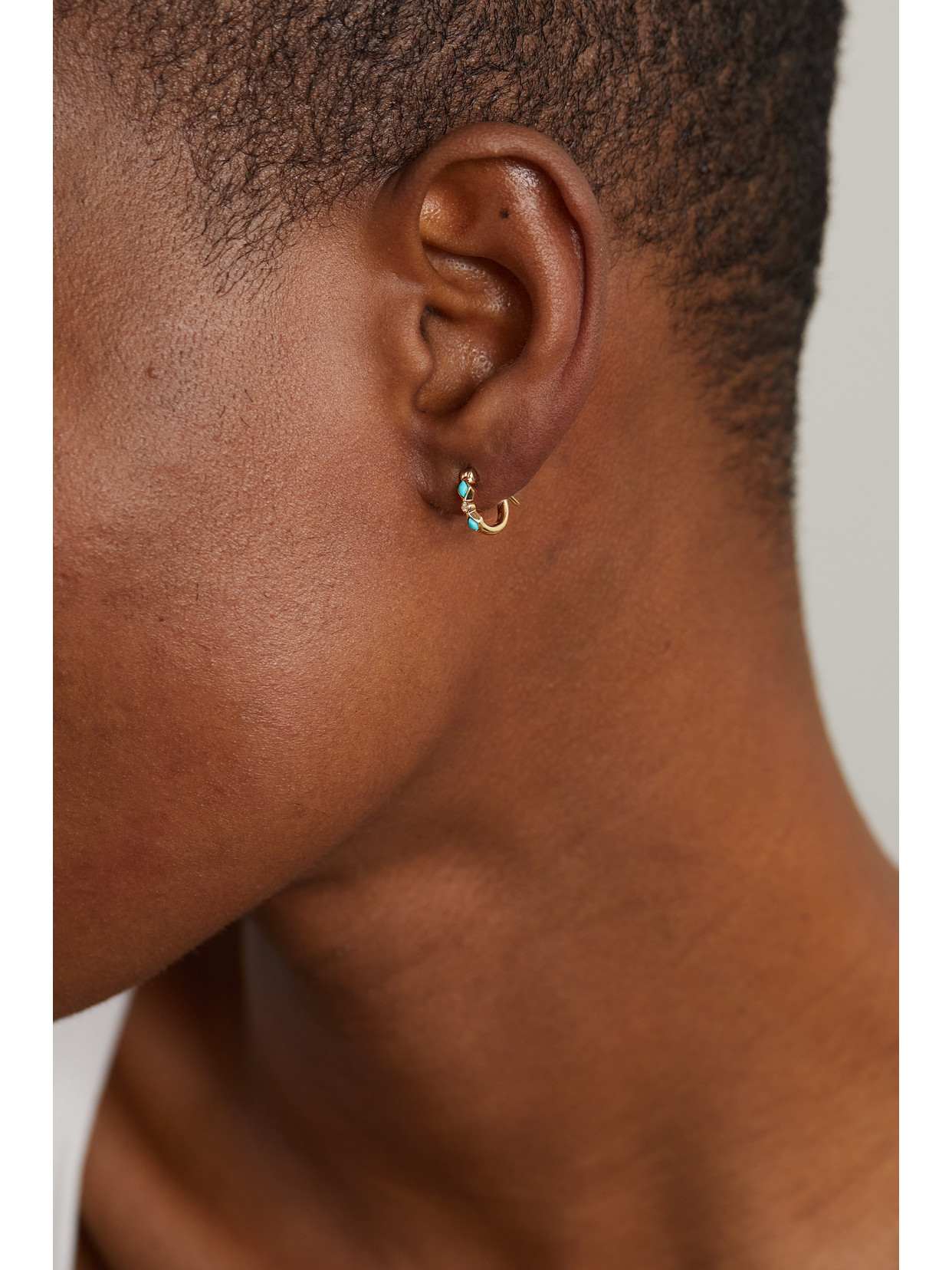 Sydney Evan 14-karat Gold, Turquoise And Diamond Hoop Earrings In Gold