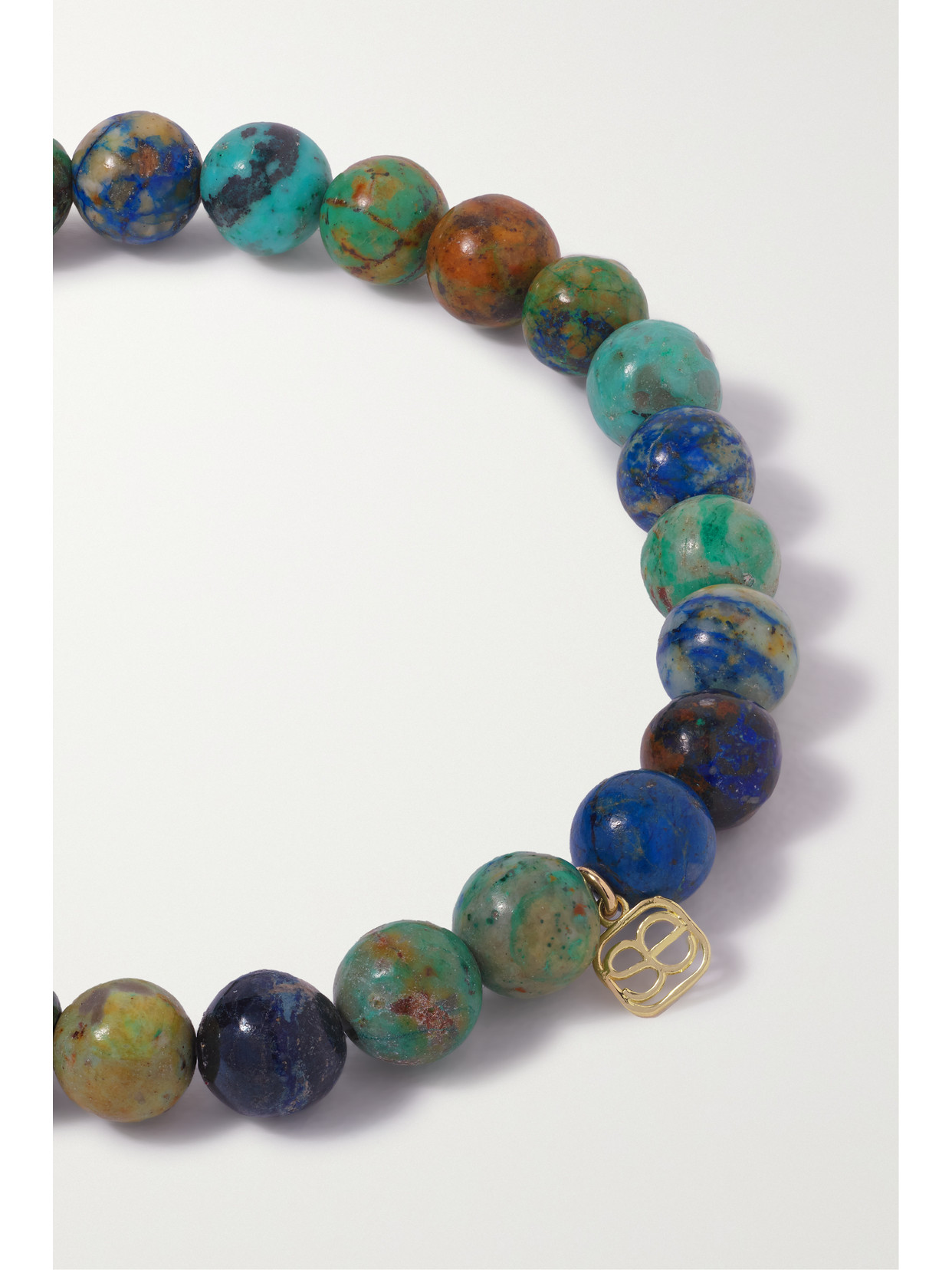 Sydney Evan Dragonfly 14-karat Gold, Chrysocolla And Diamond Bracelet In Blue