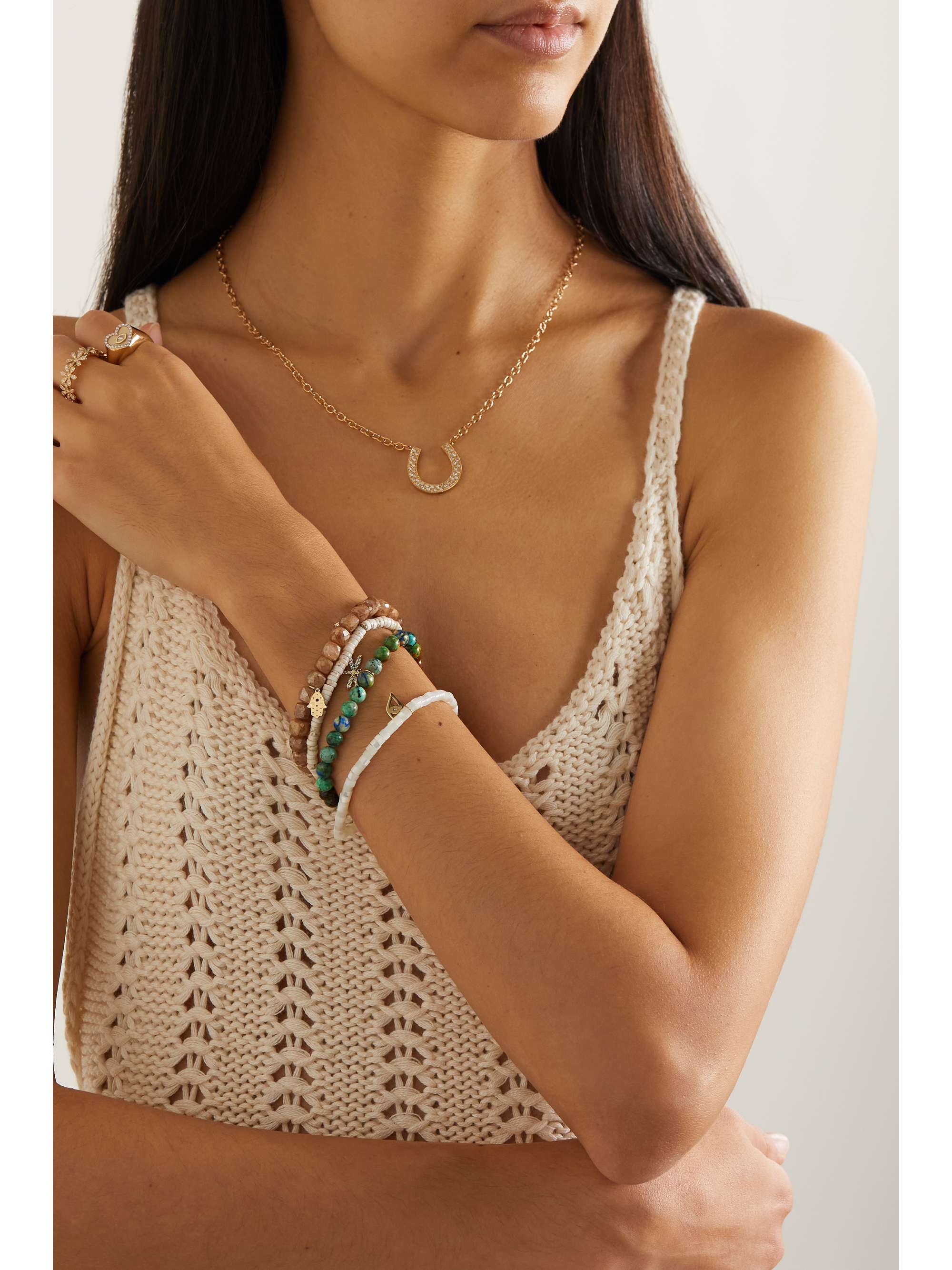 SYDNEY EVAN Dragonfly 14-karat gold, chrysocolla and diamond bracelet