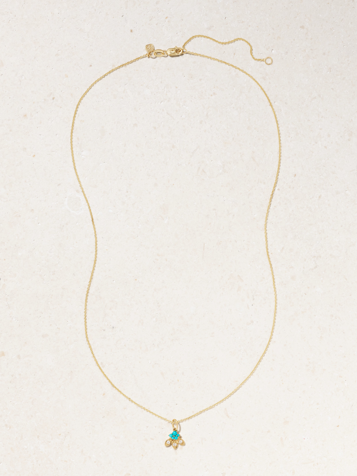 Sydney Evan 14-karat Gold, Turquoise And Diamond Necklace In Gold