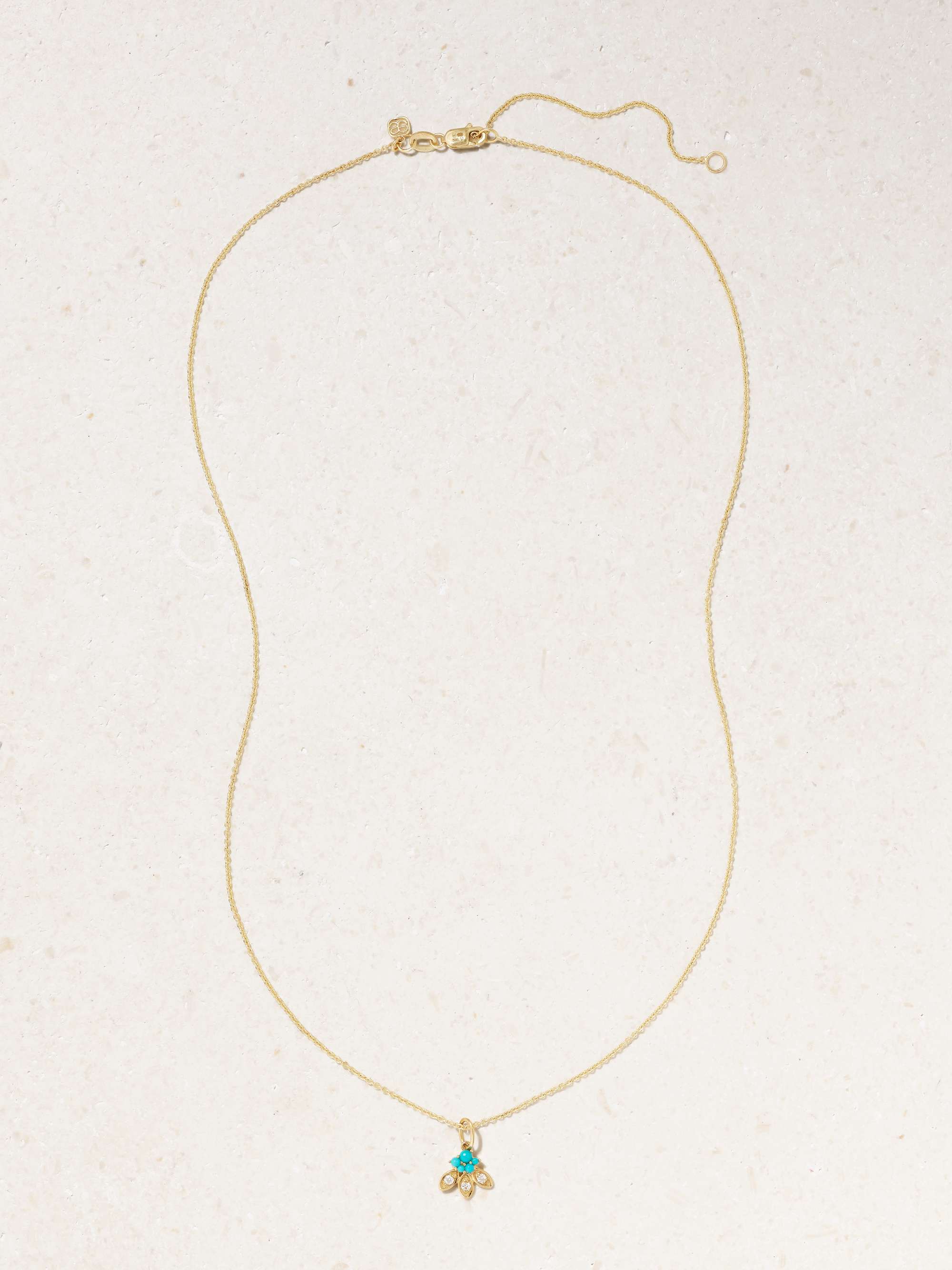 SYDNEY EVAN 14-karat gold, turquoise and diamond necklace