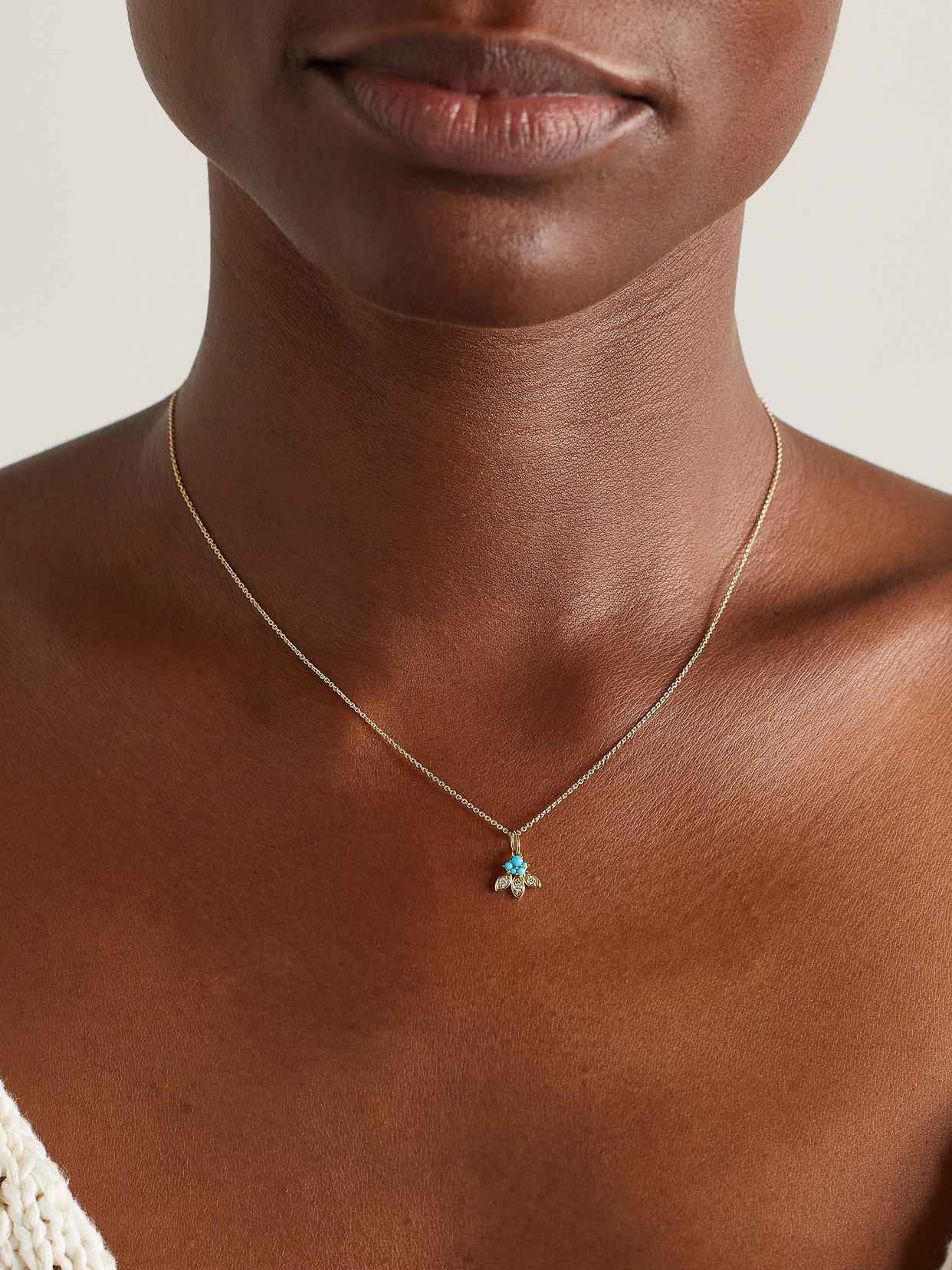 Sydney Evan 14-karat Gold, Turquoise And Diamond Necklace In Gold