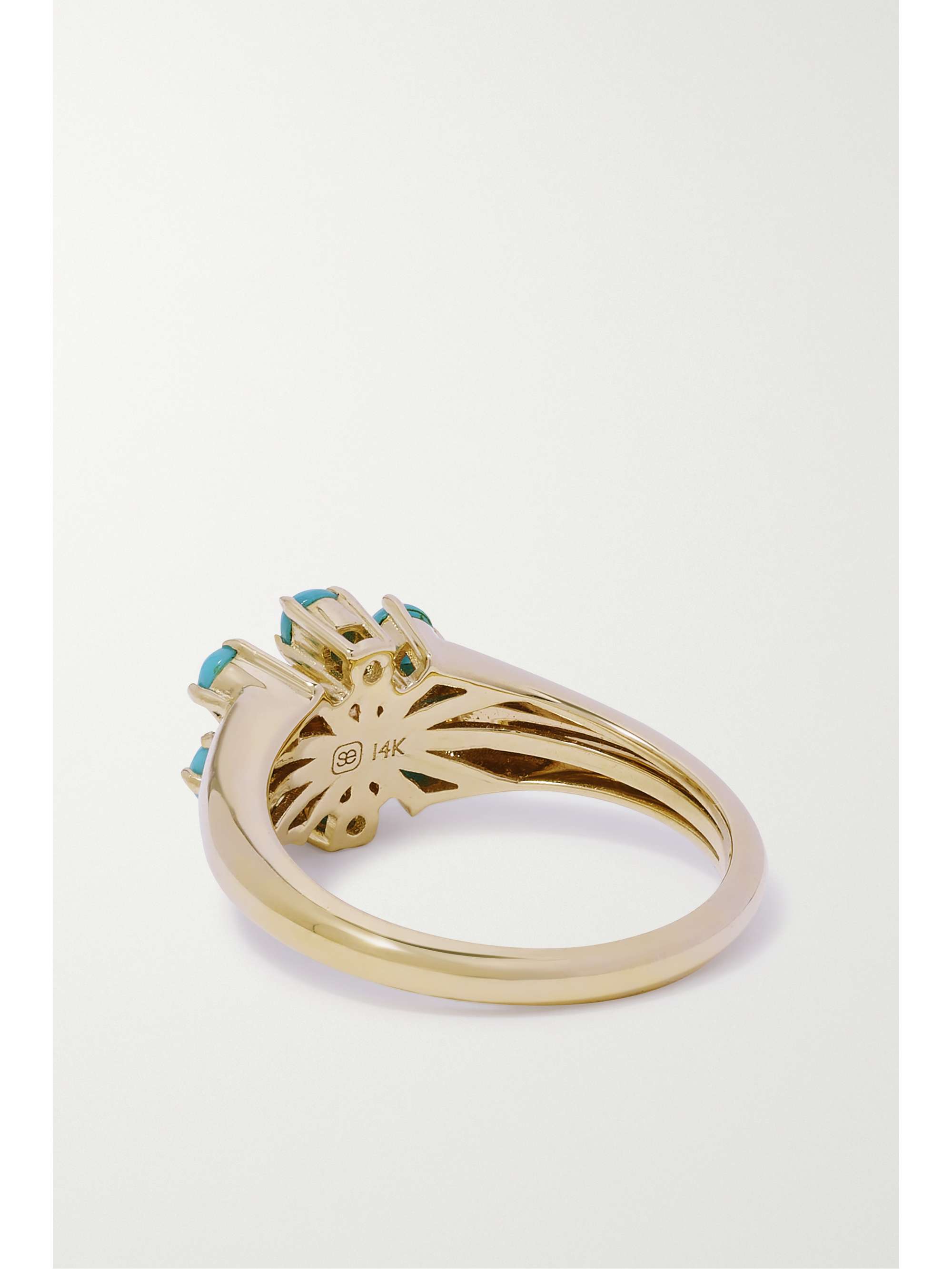 SYDNEY EVAN Bague en or 14 carats (585/1000), turquoises et diamant Eye