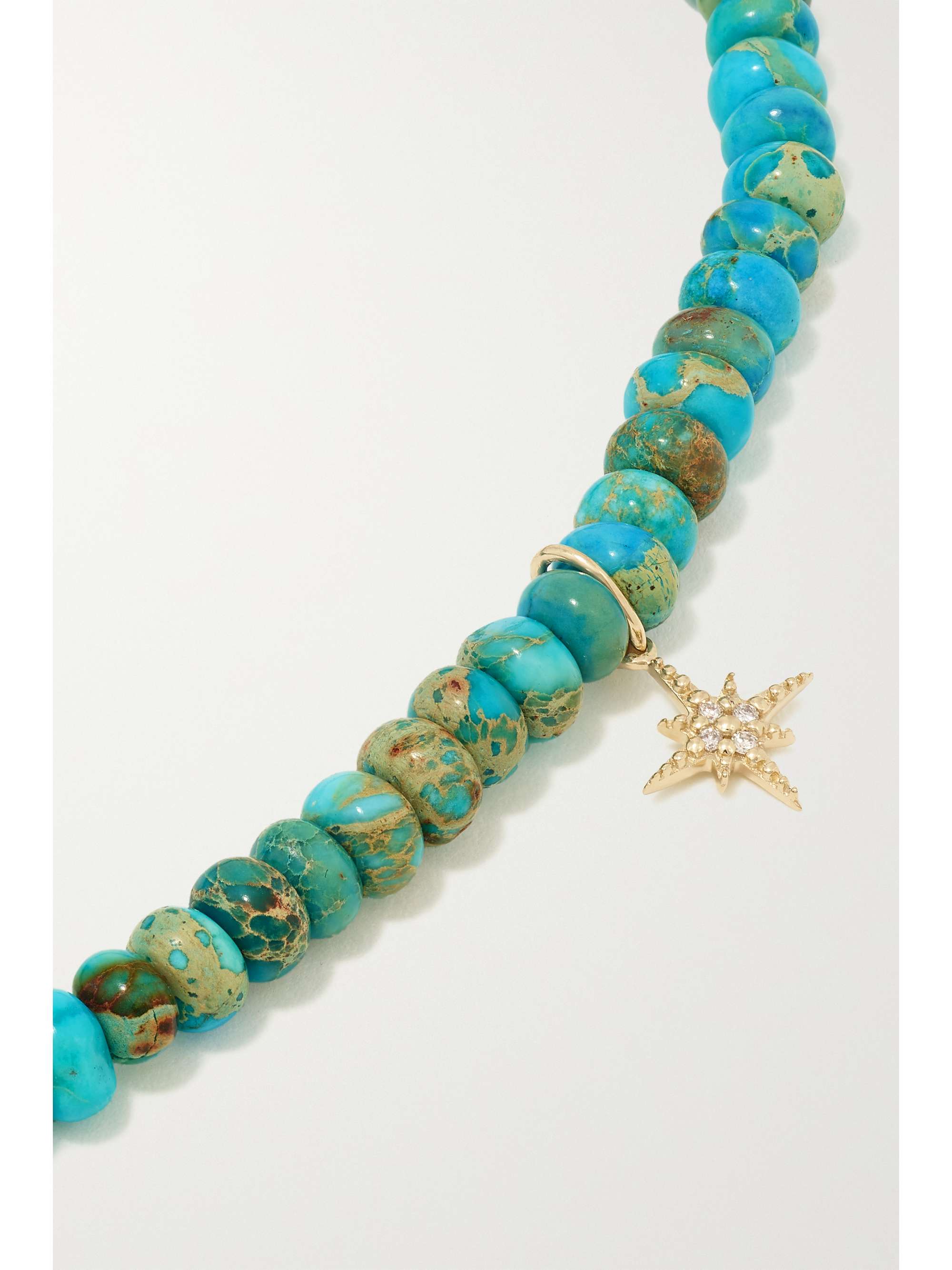SYDNEY EVAN Mini Starburst 14-karat gold, turquoise and diamond bracelet