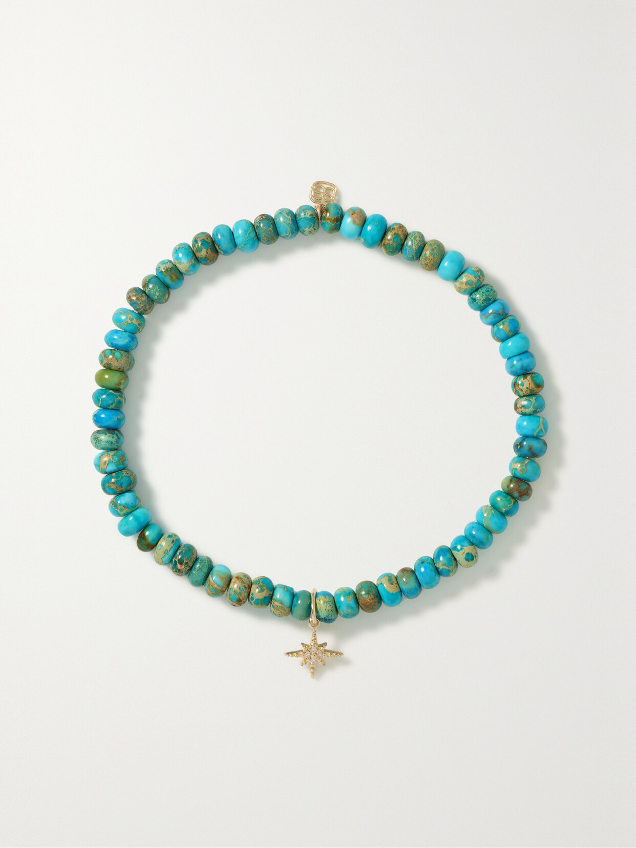 Sydney Evan Mini Starburst 14-karat Gold, Turquoise And Diamond Bracelet