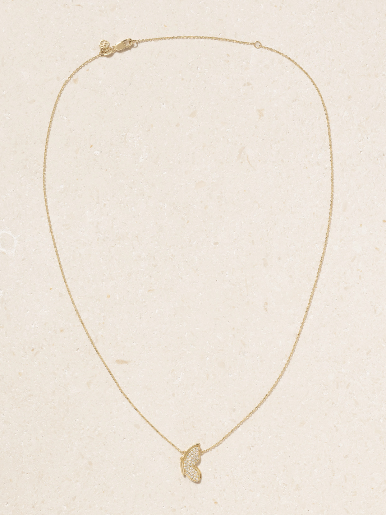 Sydney Evan Small Flying Butterfly 14-karat Gold Diamond Necklace In Gold