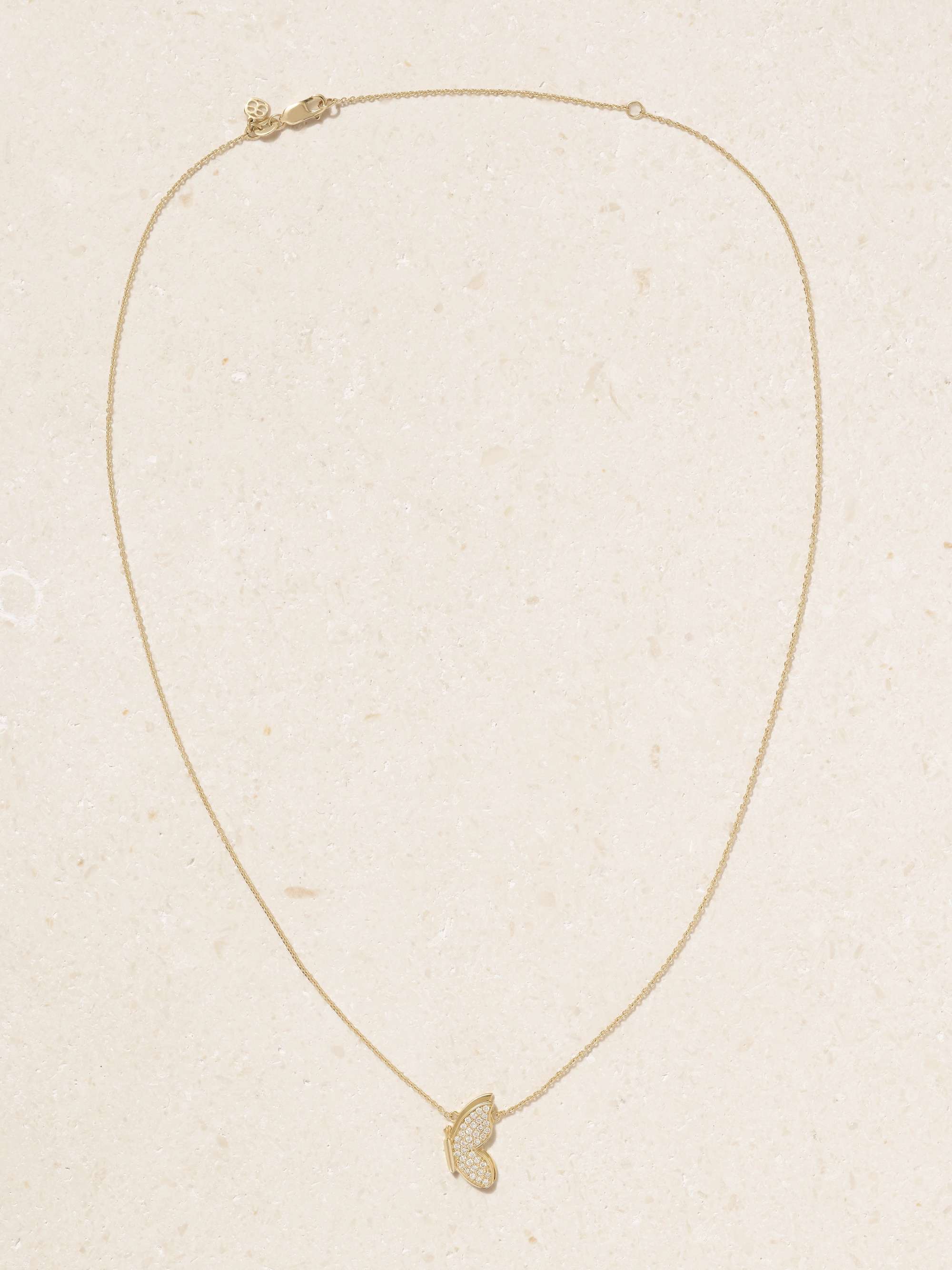 SYDNEY EVAN Small Flying Butterfly 14-karat gold diamond necklace