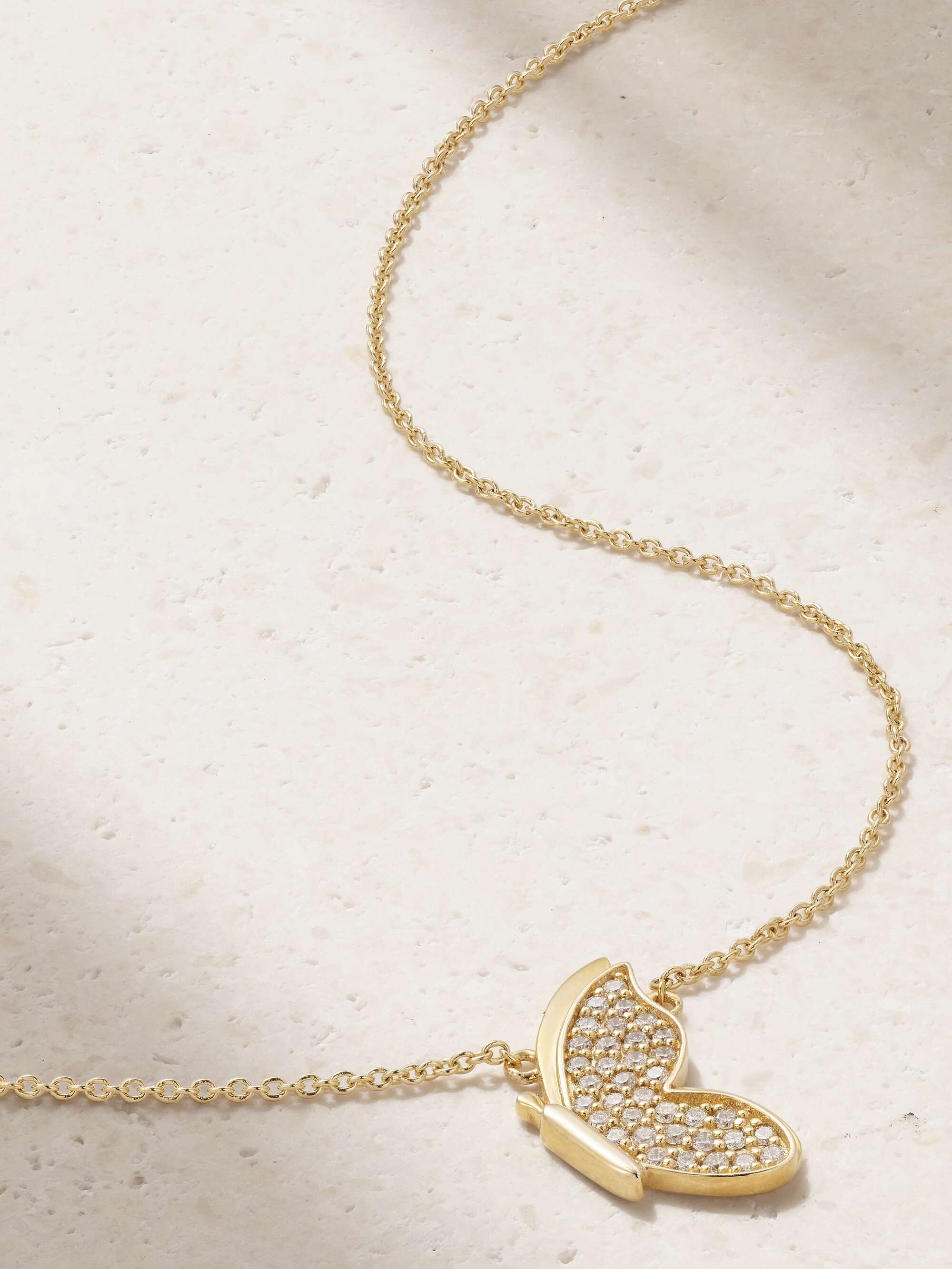 SYDNEY EVAN Small Flying Butterfly 14-karat gold diamond necklace | NET ...