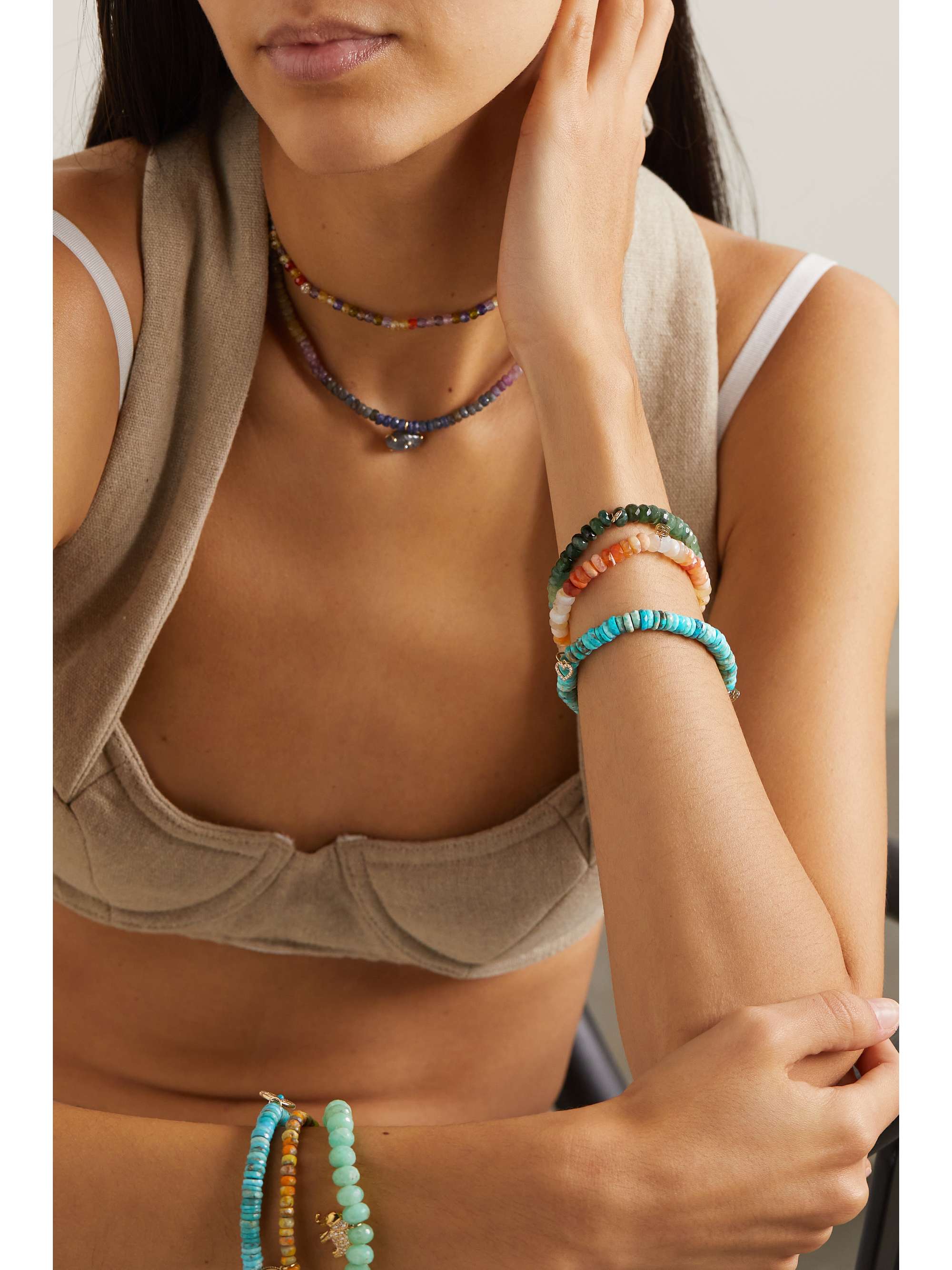 SYDNEY EVAN Arizona small 14-karat gold, turquoise and diamond bracelet