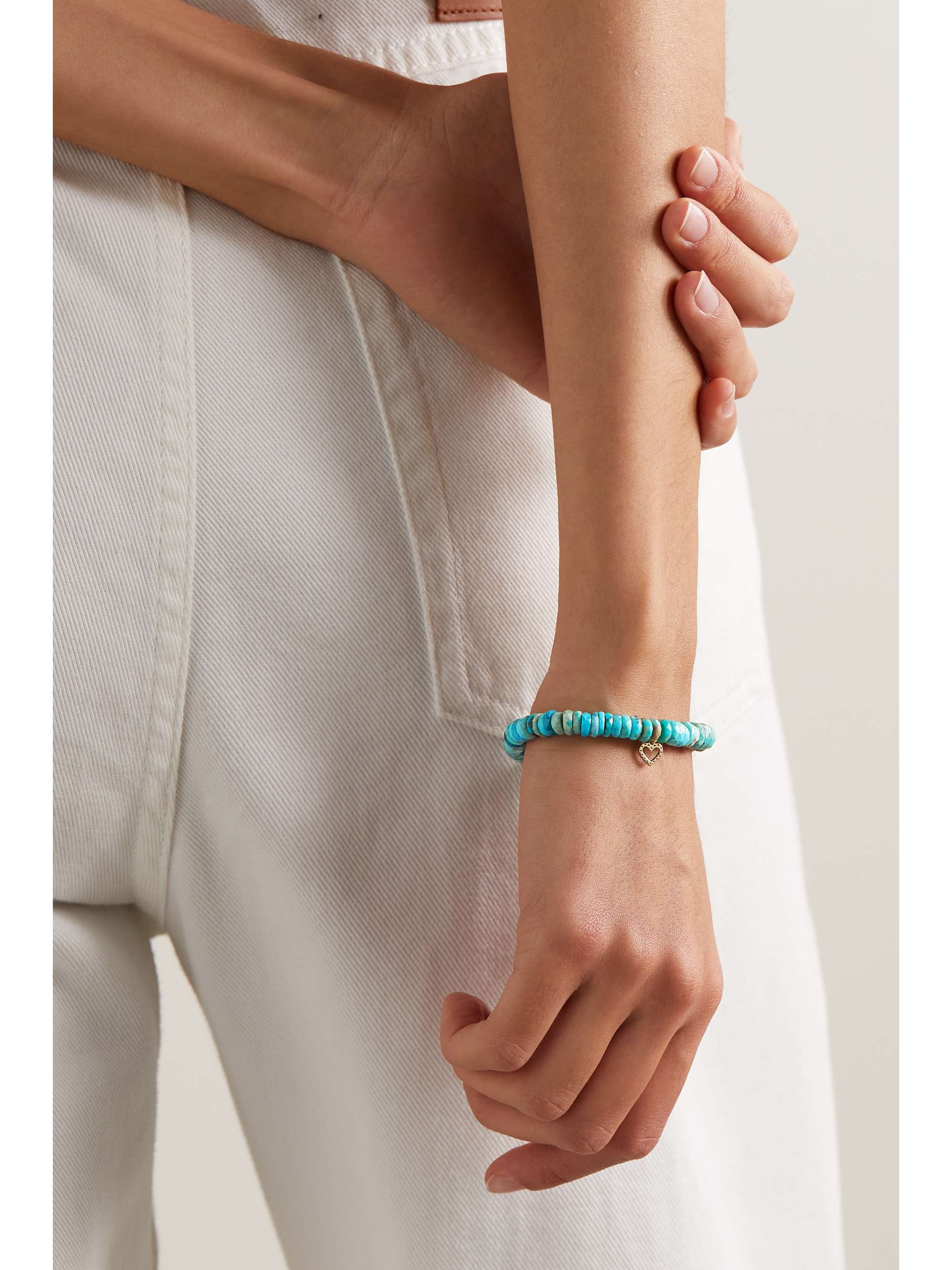 SYDNEY EVAN Arizona small 14-karat gold, turquoise and diamond bracelet