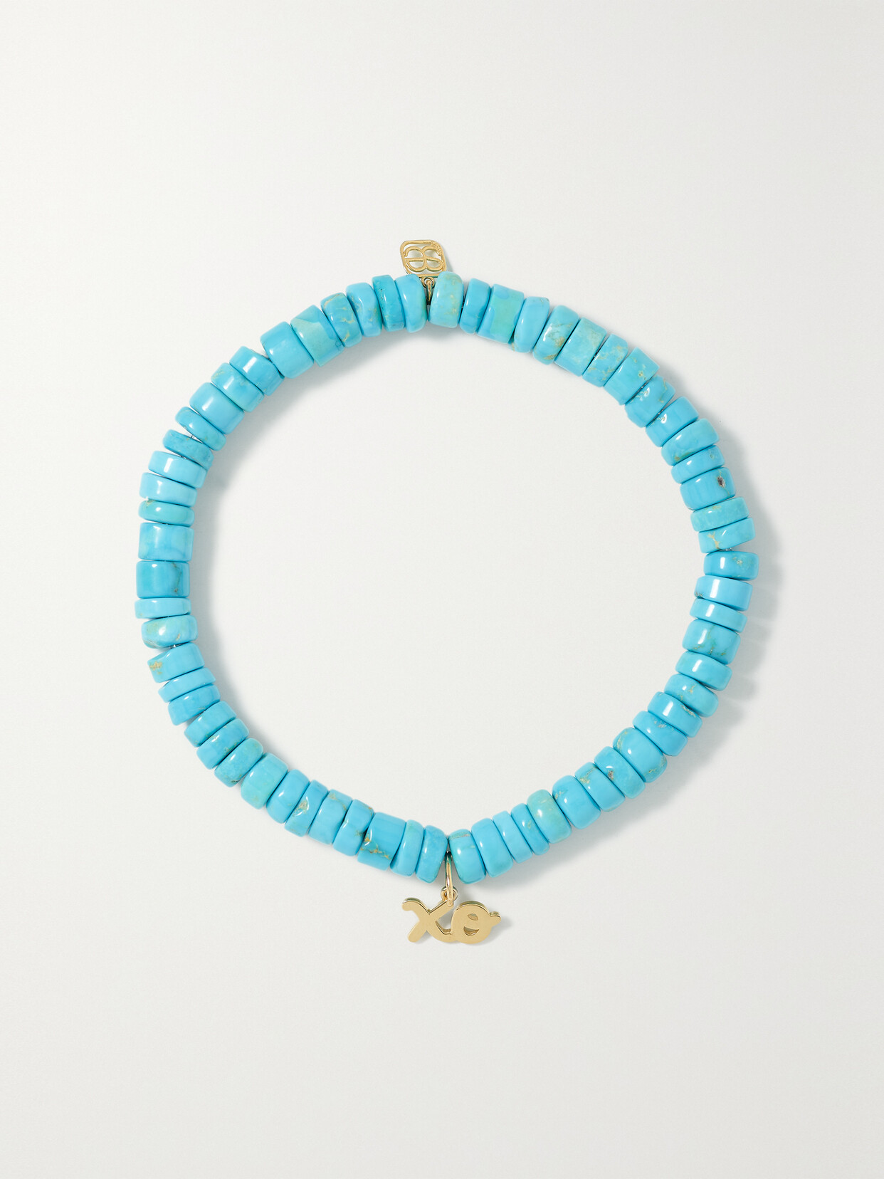 Sydney Evan Tiny Pure Xo 14-karat Gold And Turquoise Bracelet In Blue