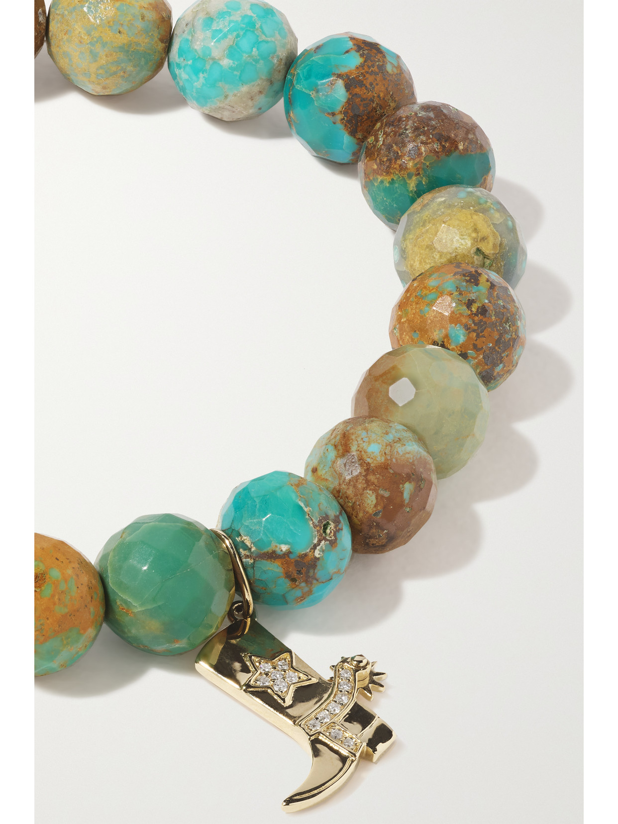 Sydney Evan Cowboy Boot 14-karat Gold Multi-stone Bracelet In Gold