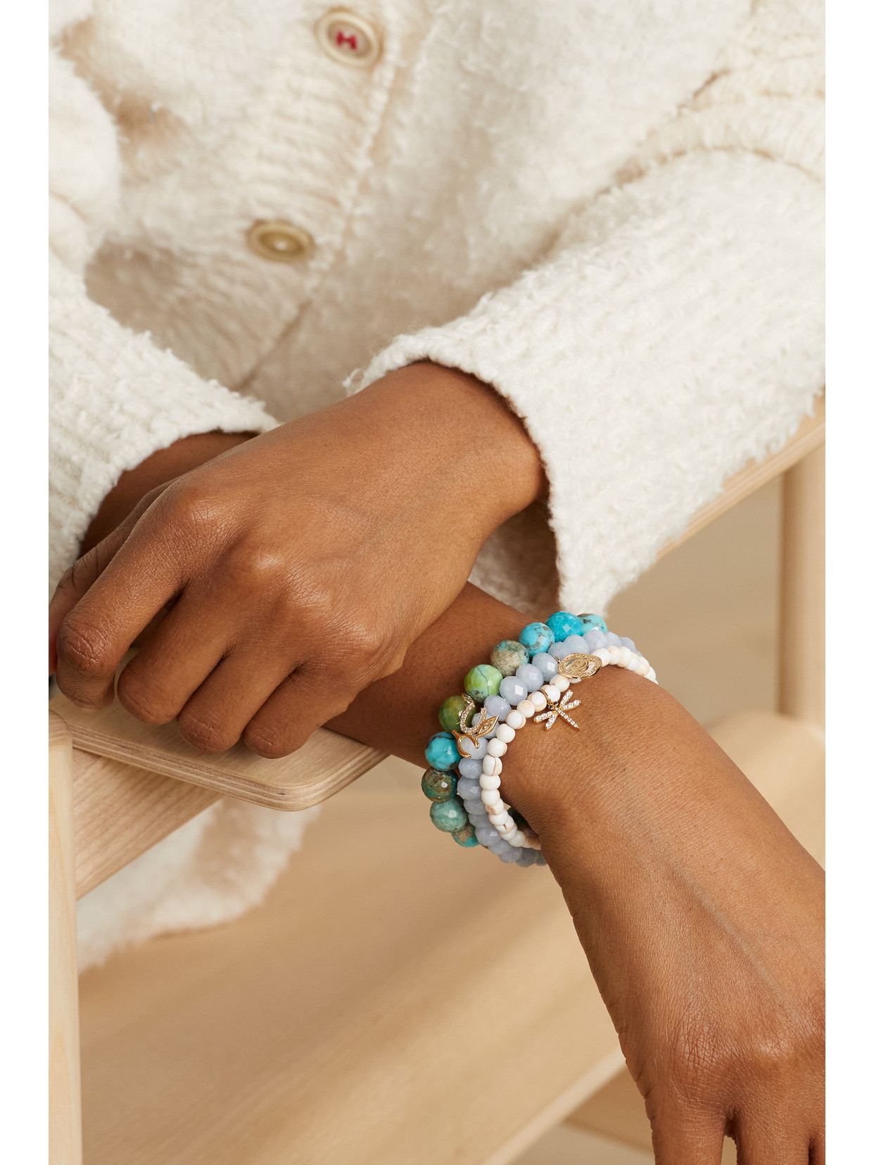 Sydney Evan Large Luck And Protection 14-karat Gold, Turquoise And Diamond Bracelet In Gold