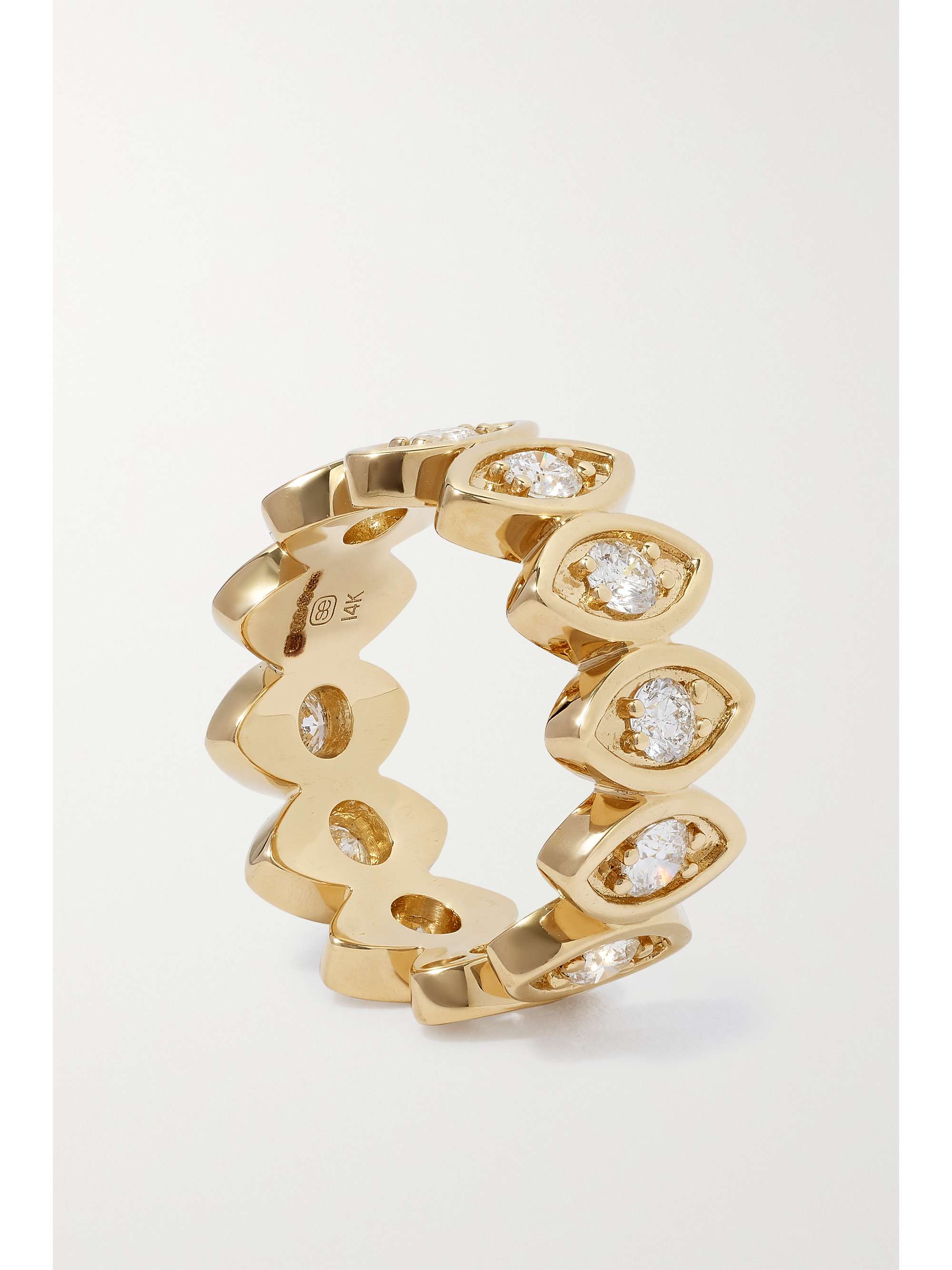 SYDNEY EVAN Large Evil Eye 14-karat gold diamond ring