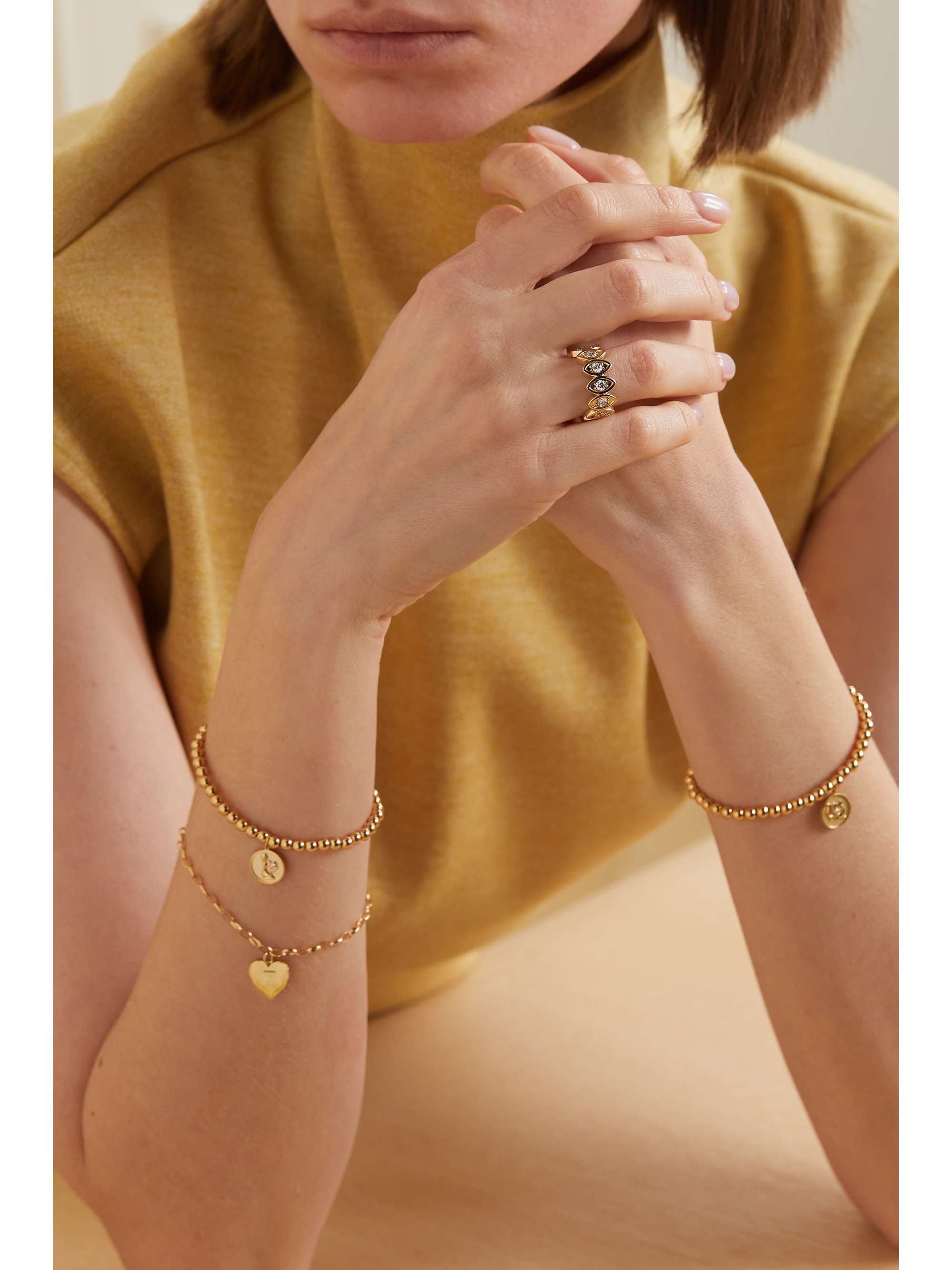SYDNEY EVAN Large Evil Eye 14-karat gold diamond ring