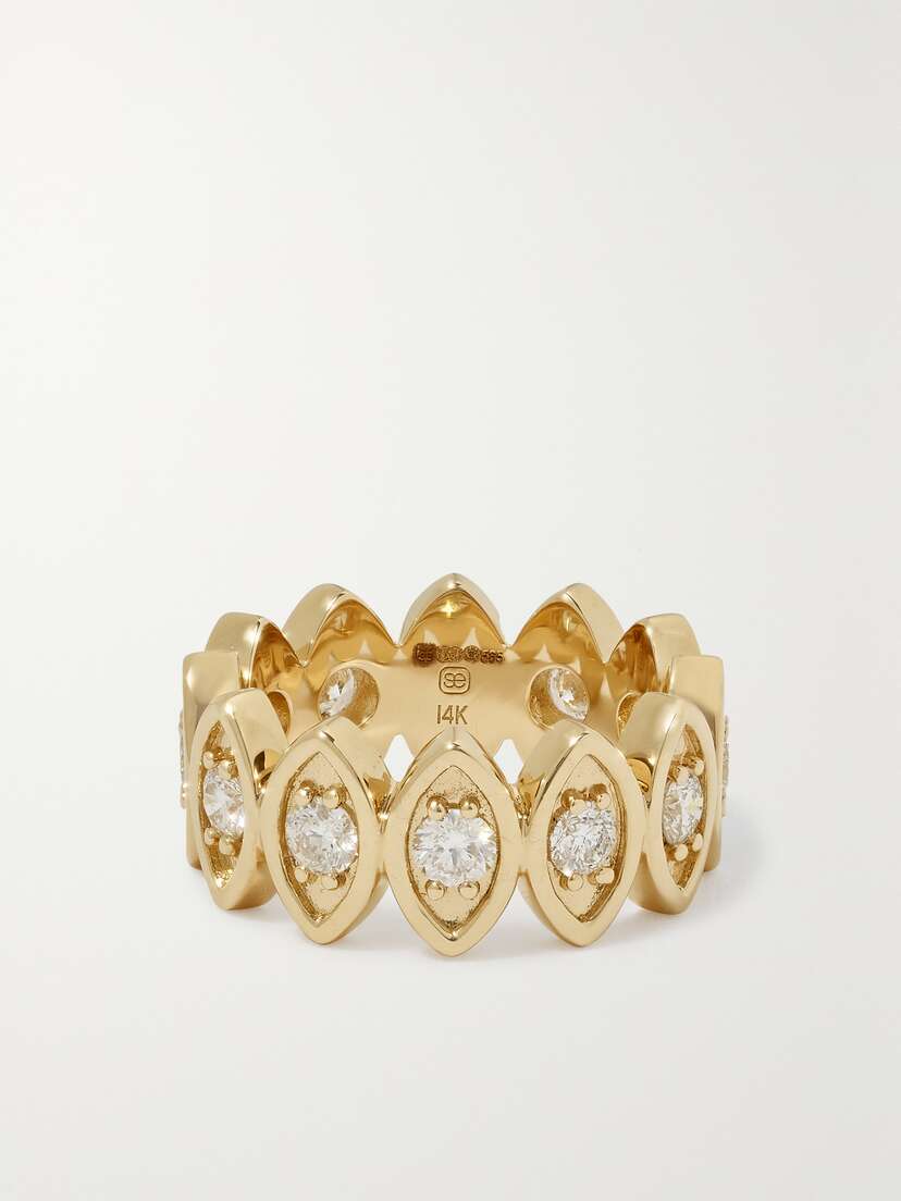 Sydney Evan Large Evil Eye 14-karat Gold Diamond Ring