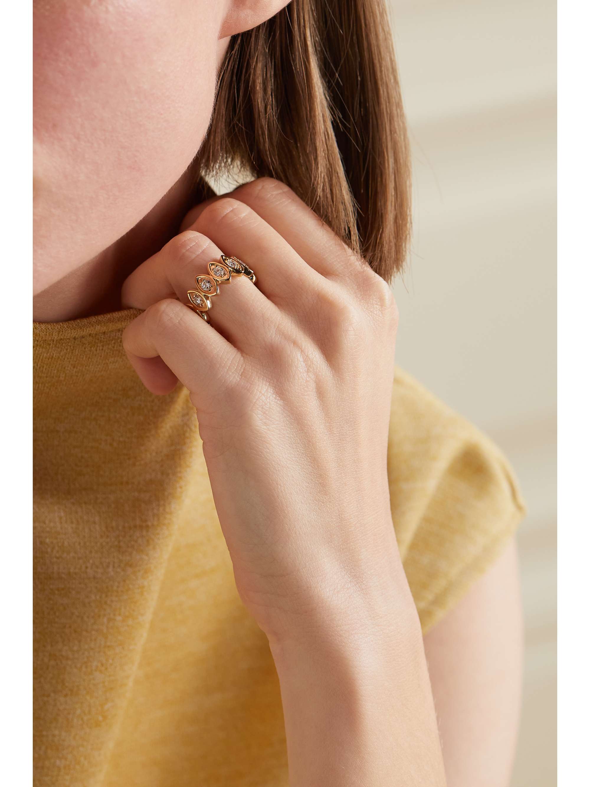 SYDNEY EVAN Large Evil Eye 14-karat gold diamond ring