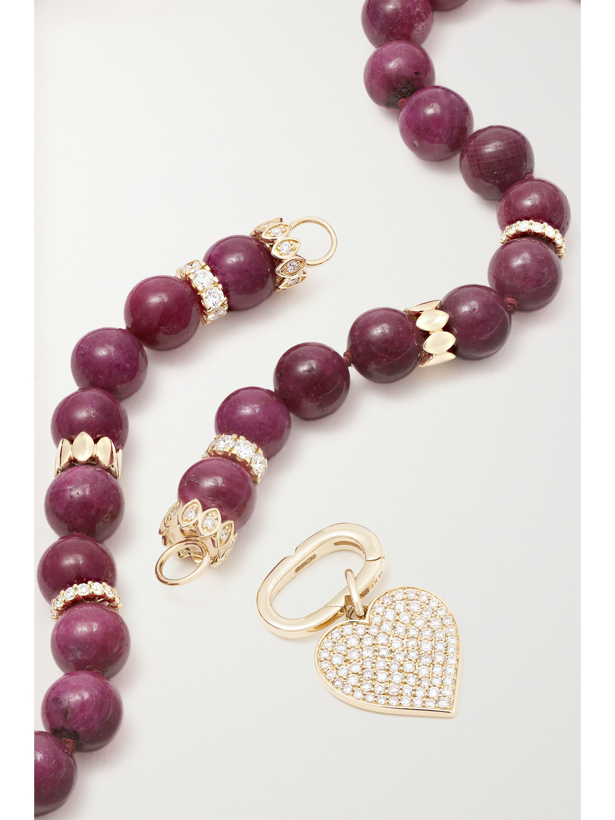 Shop Sydney Evan Heart 14-karat Gold, Ruby And Diamond Necklace