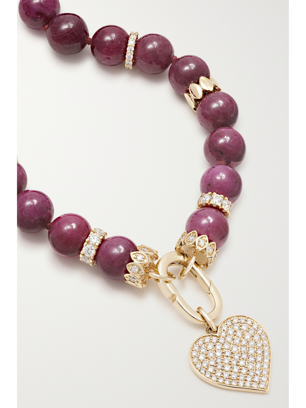 Shop Sydney Evan Heart 14-karat Gold, Ruby And Diamond Necklace