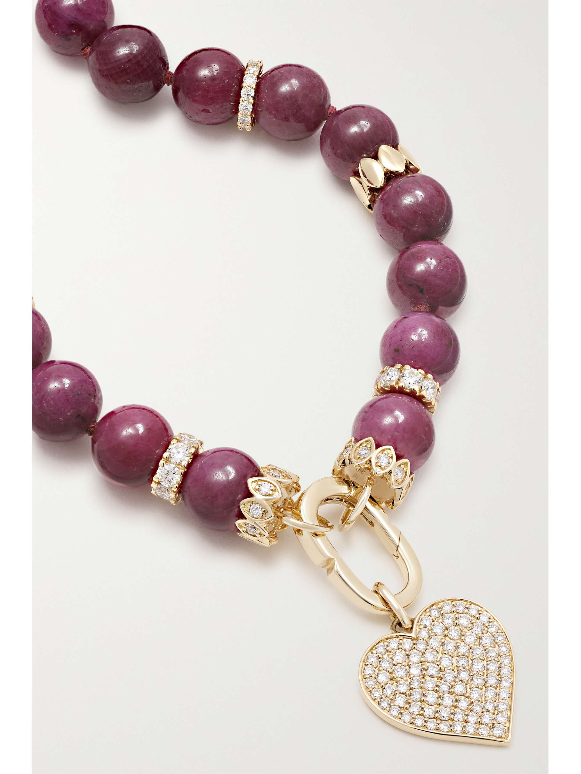 SYDNEY EVAN Heart 14-karat gold, ruby and diamond necklace