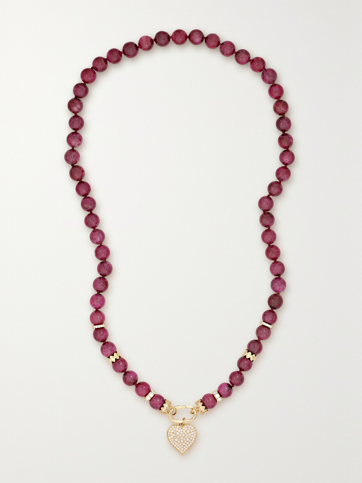 Sydney Evan Heart 14-karat Gold, Ruby And Diamond Necklace