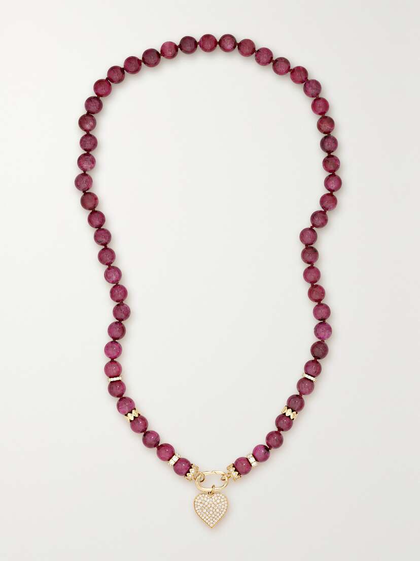 Sydney Evan Heart 14-karat Gold, Ruby And Diamond Necklace