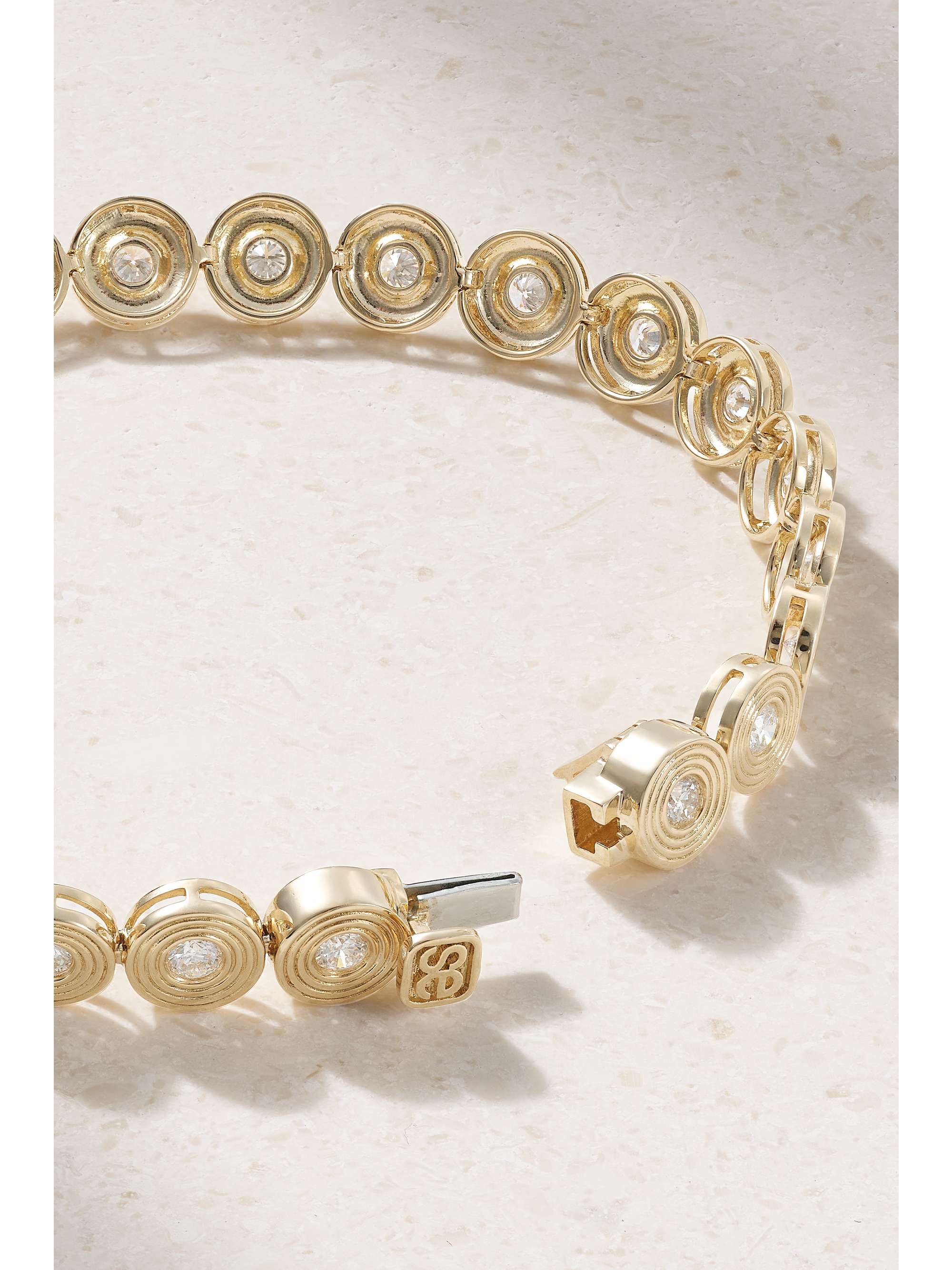 SYDNEY EVAN Large 14-karat gold emerald tennis bracelet