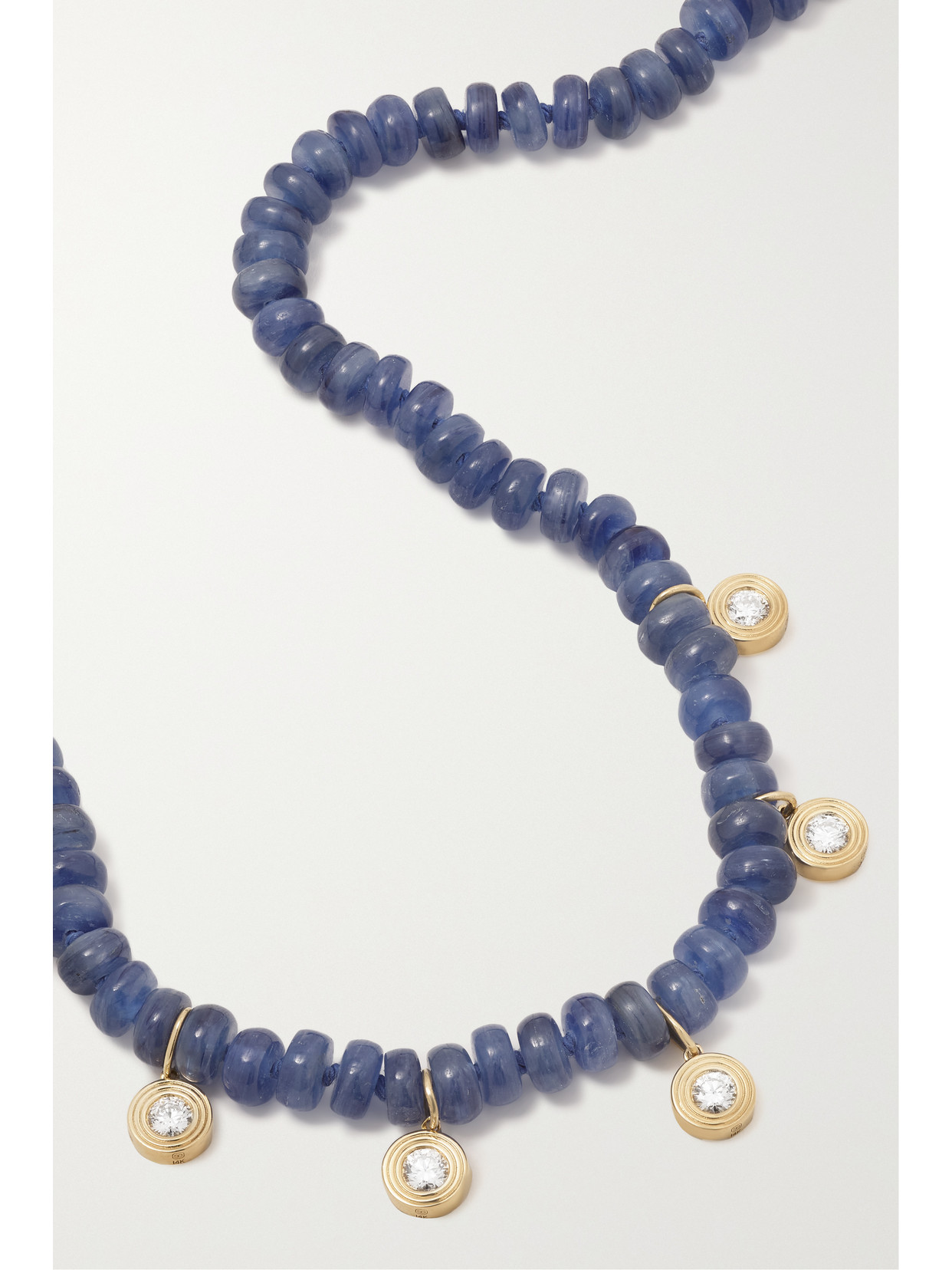 Shop Sydney Evan 14-karat Gold, Kyanite And Diamond Necklace