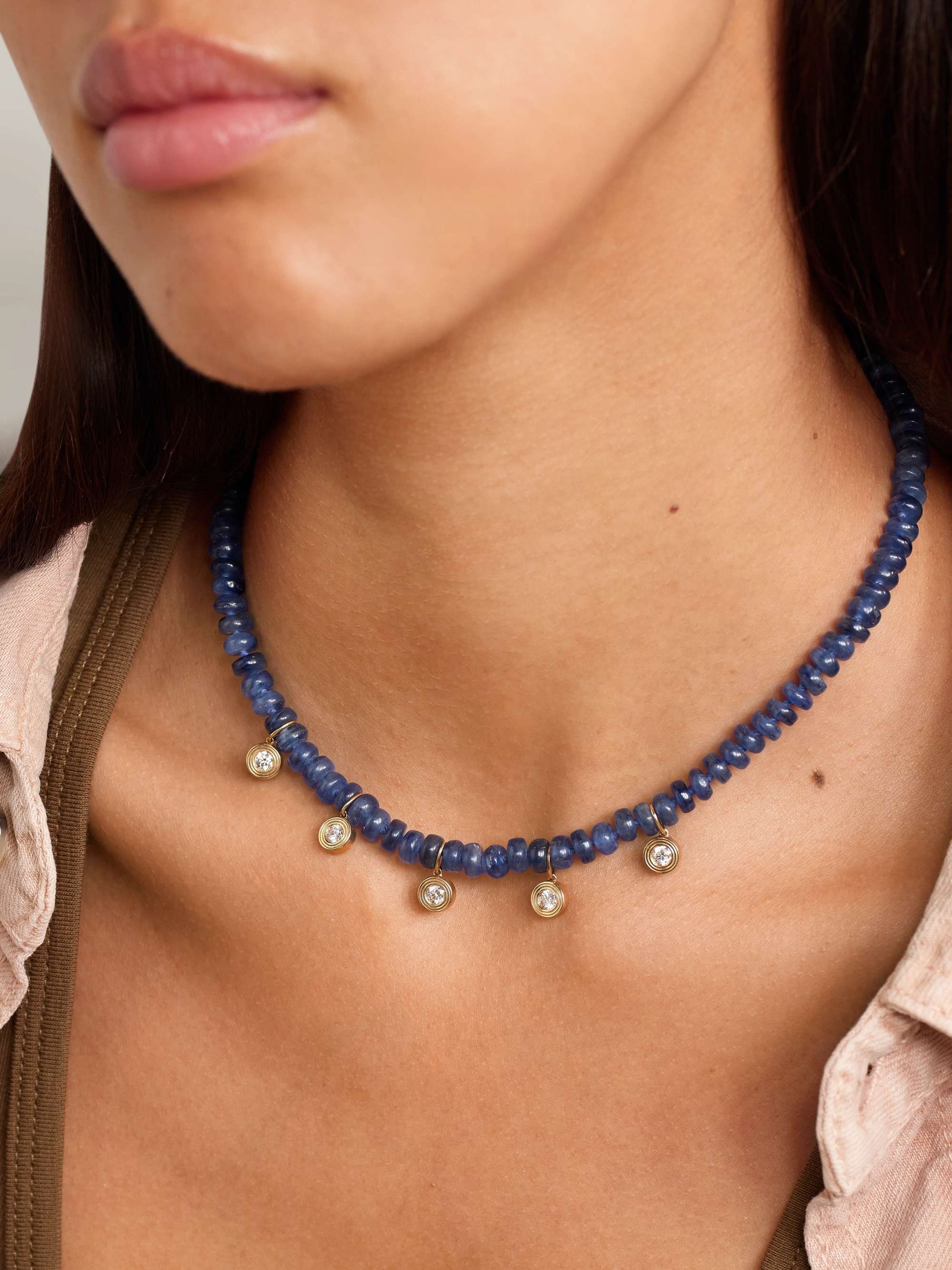 SYDNEY EVAN 14-karat gold, kyanite and diamond necklace