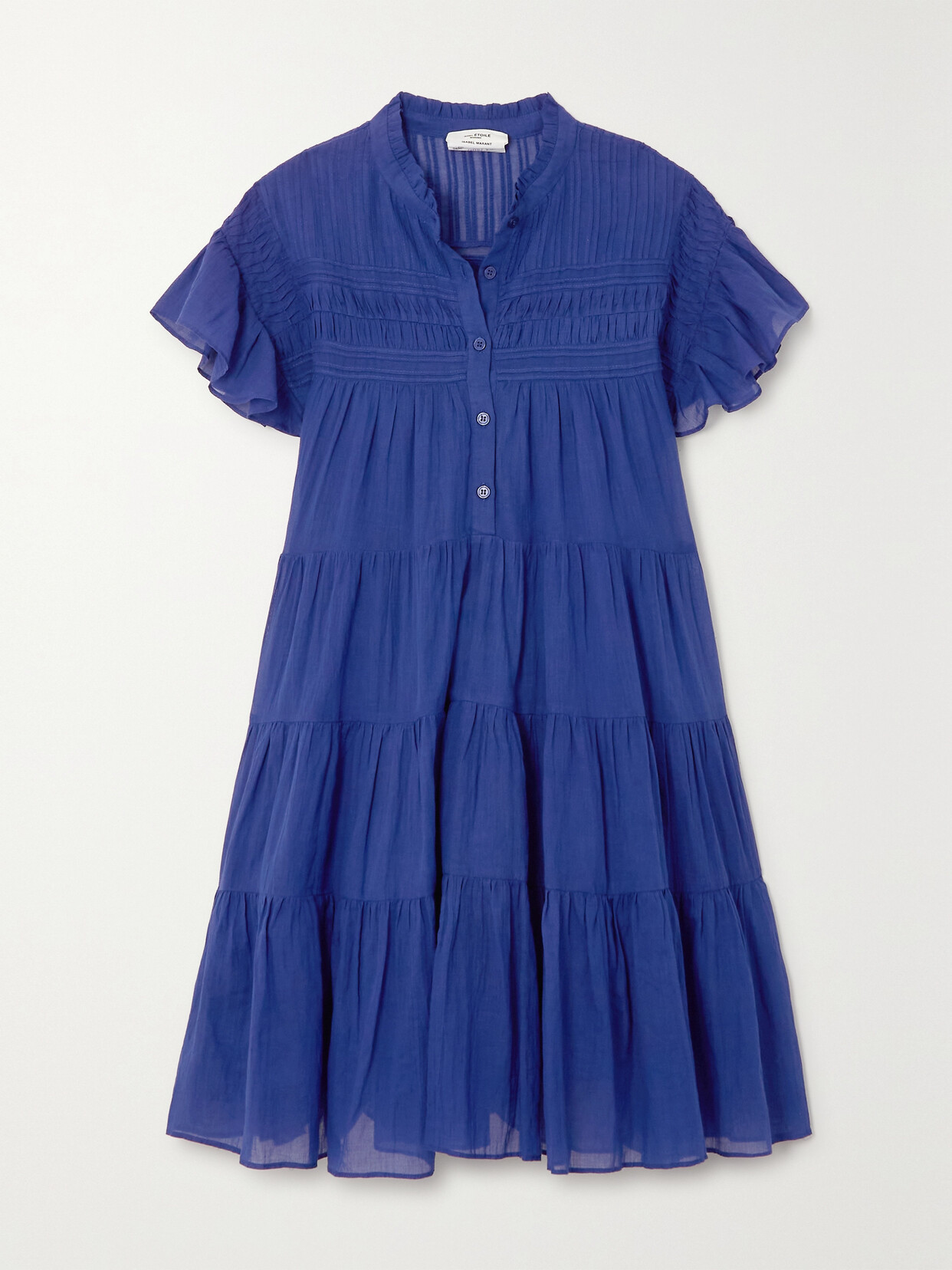 Marant Étoile Lanikaye Pleated Cotton-voile Mini Dress - Blue