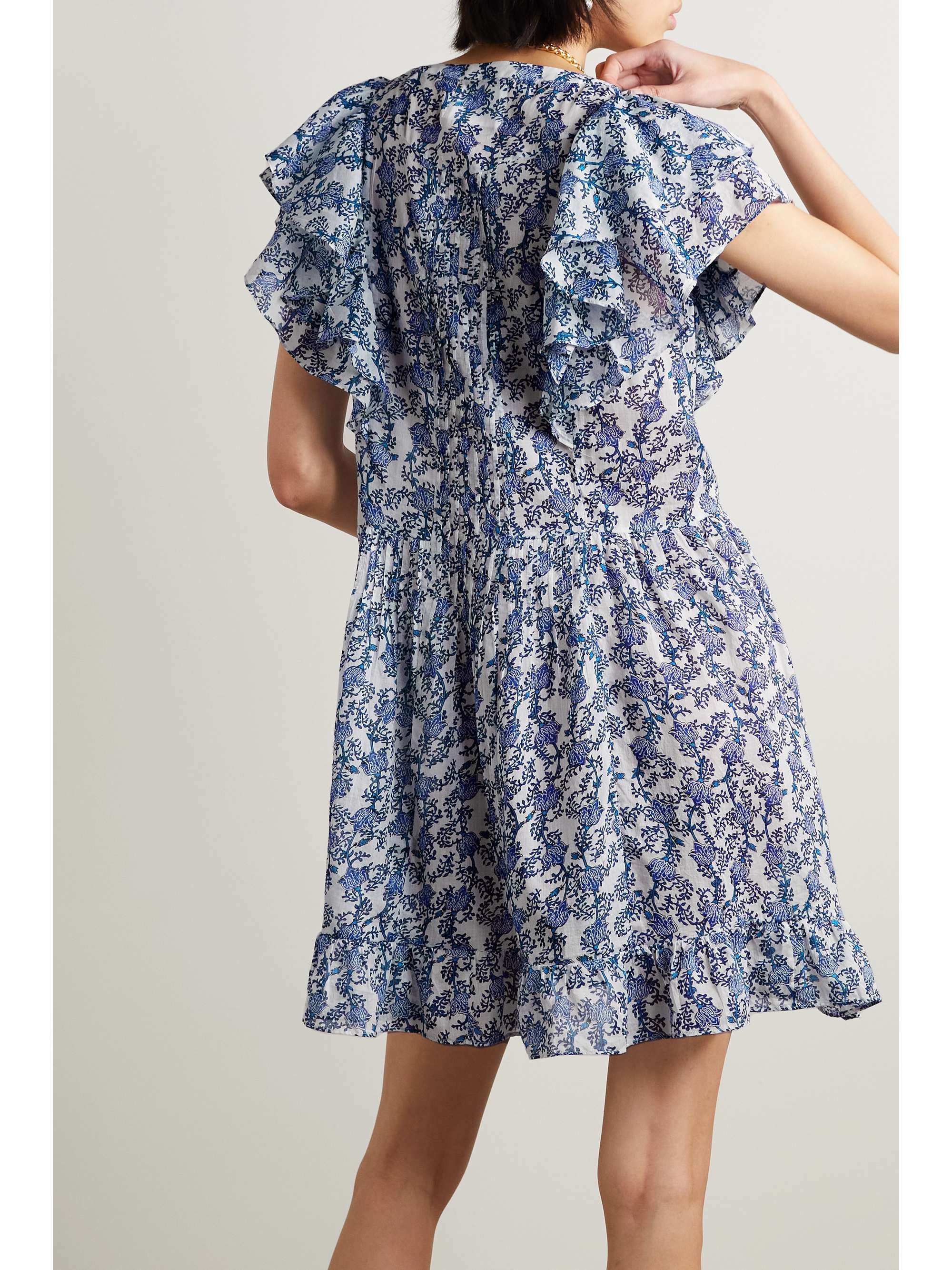 MARANT ÉTOILE Godrana ruffled pintucked floral-print cotton-voile mini dress