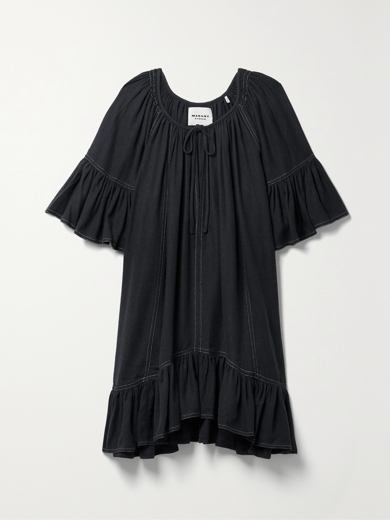 Marant Étoile - Loane Ruffled Silk Mini Dress - Black