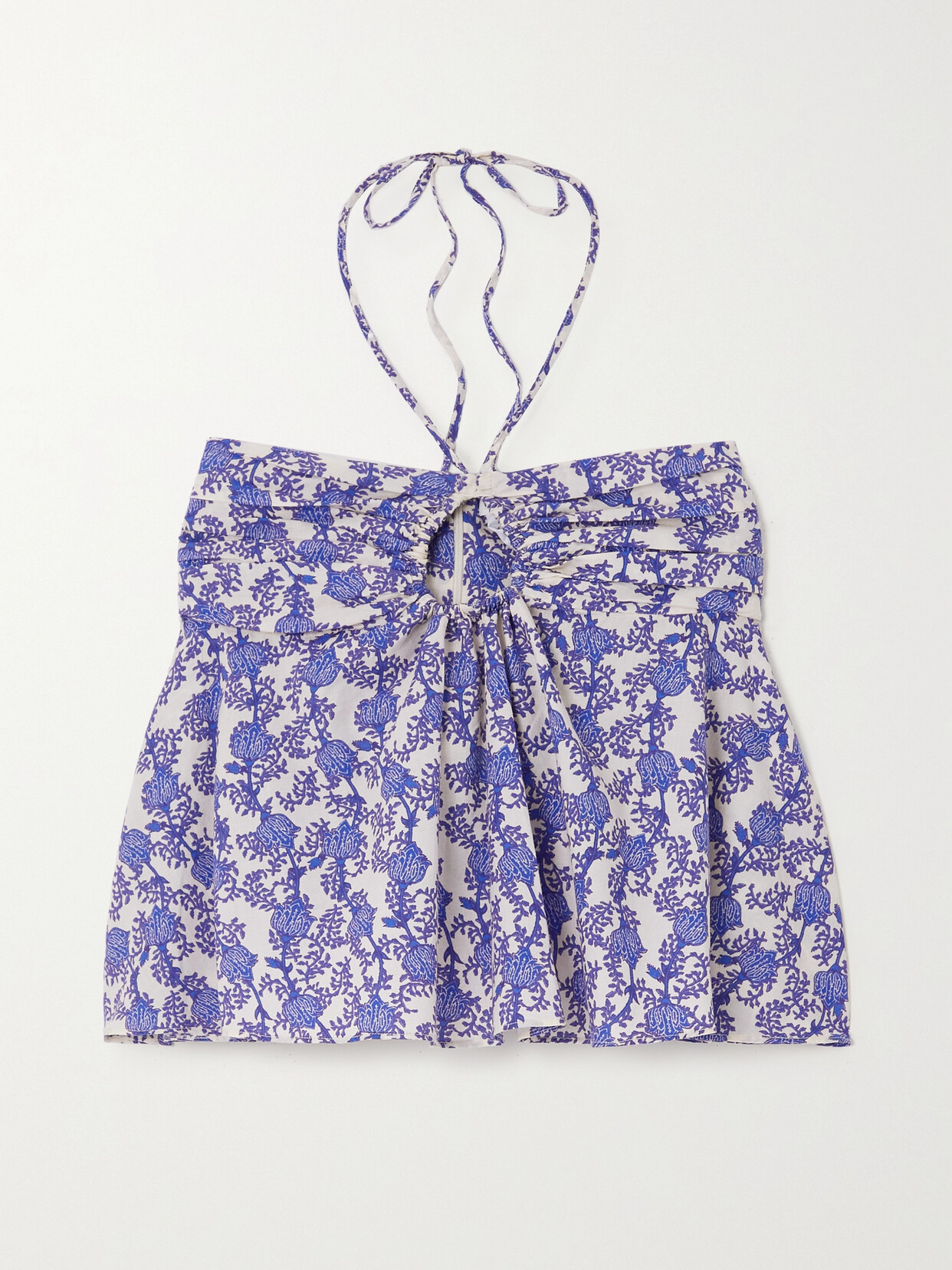 Marant Étoile Gabao Cutout Printed Cotton Halterneck Top