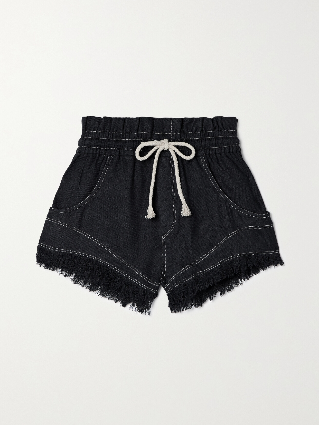 Isabel Marant Étoile Talapiz Frayed Silk Shorts In Black