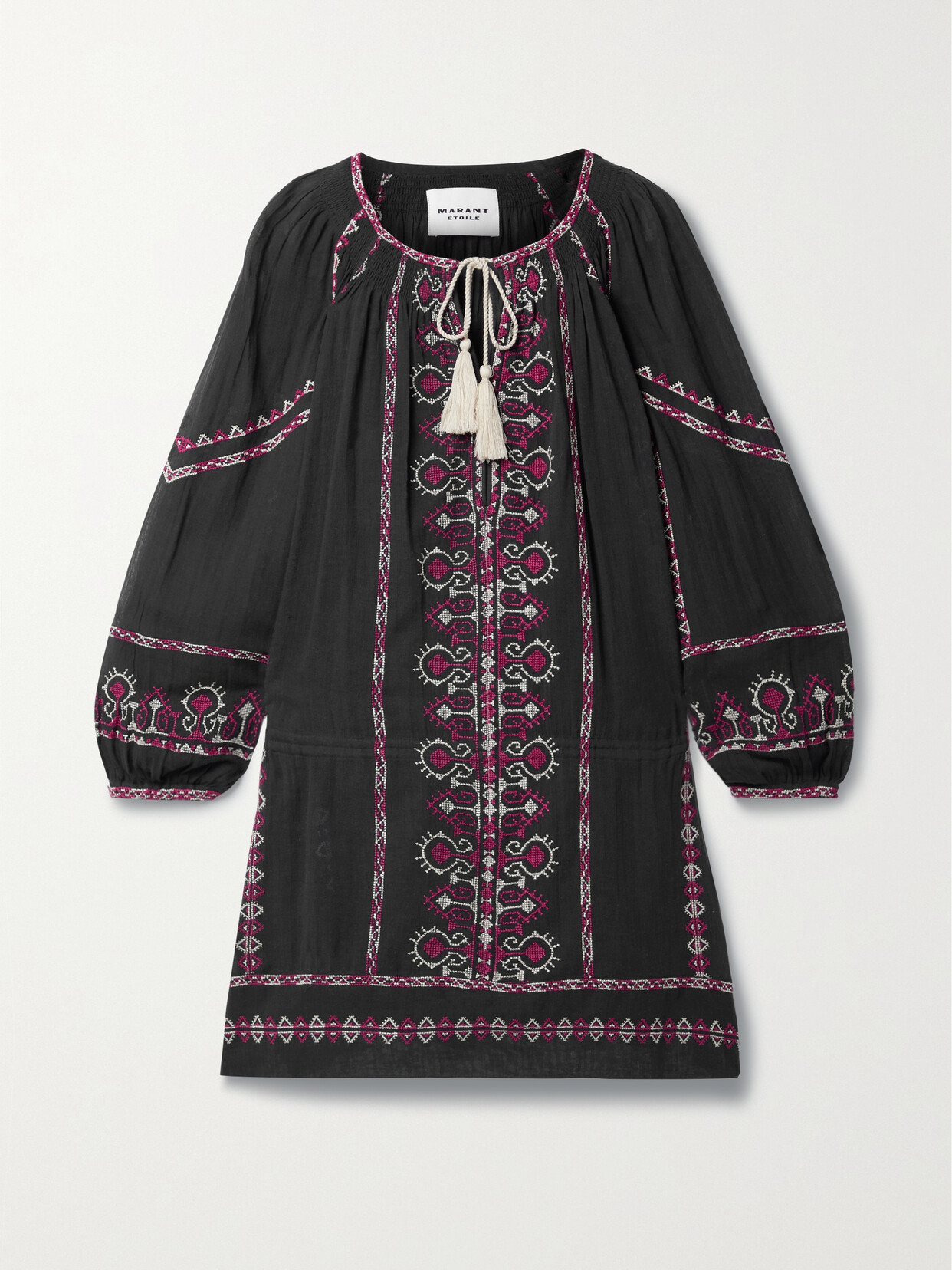 Isabel Marant Étoile - Embroidered Cotton-gauze Mini Dress - Black