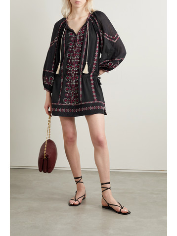 Marant Étoile Embroidered cotton-gauze mini dress