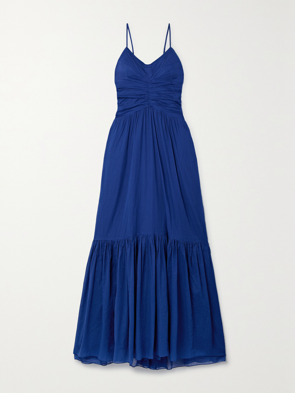 Marant Étoile - Giana Ruched Cotton-voile Maxi Dress - Blue