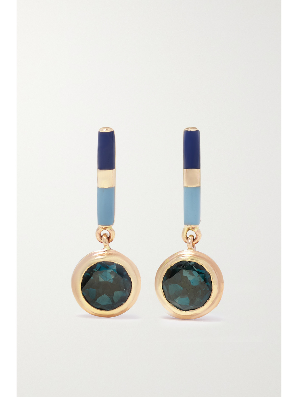 Alice Cicolini - Candy Lacquer Bar Drop 14-karat Gold, Topaz And Enamel Earrings - Blue