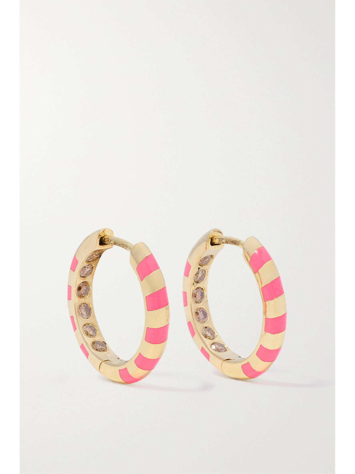 Alice Cicolini - Memphis Candy 14-karat Gold, Enamel And Diamond Hoop Earrings - Pink