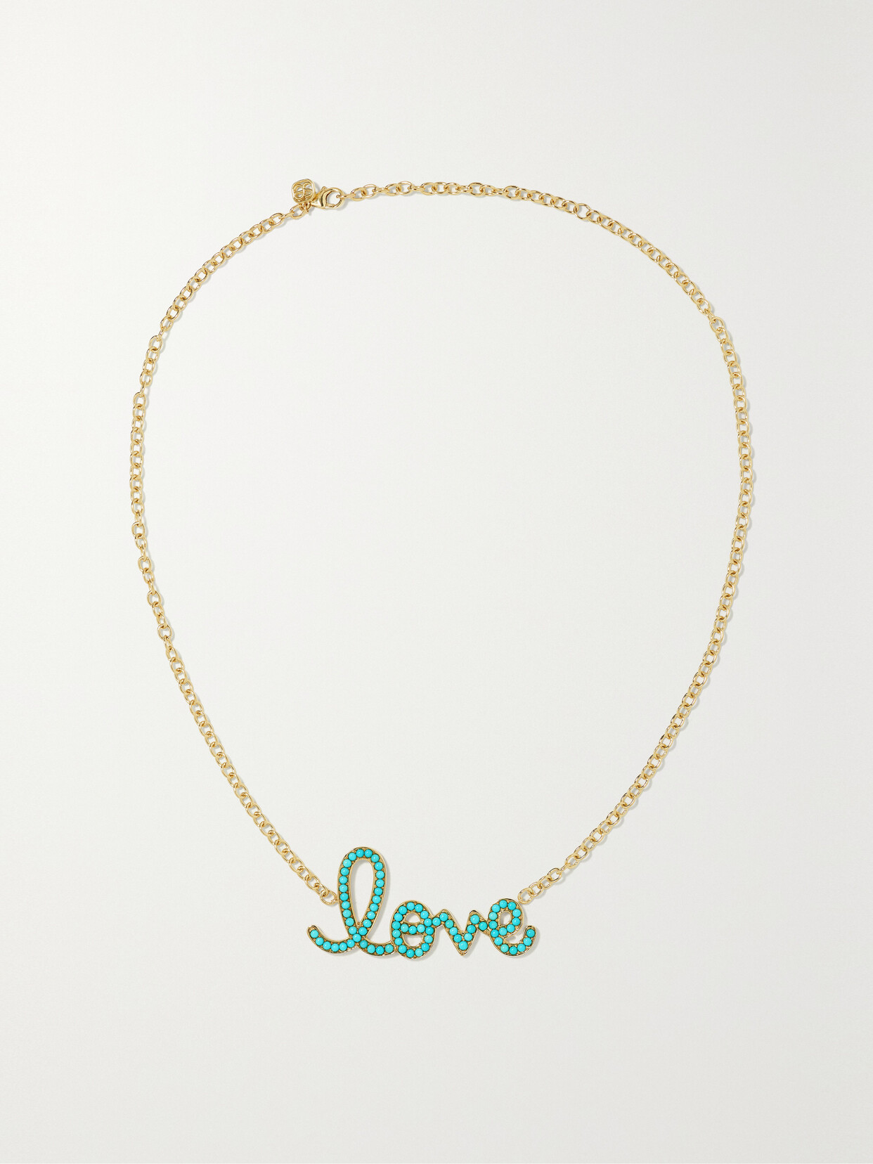 Sydney Evan Xl Love 14-karat Gold Turquoise Necklace