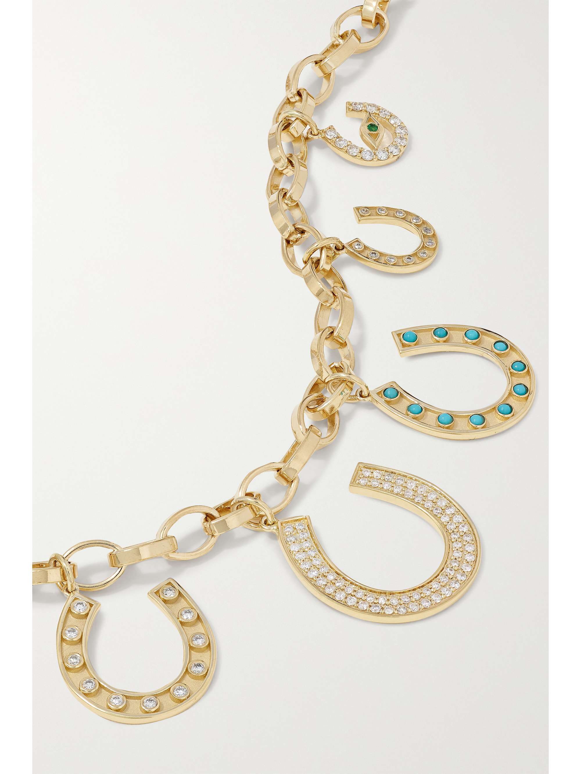 SYDNEY EVAN Horseshoe 14-karat gold multi-stone necklace