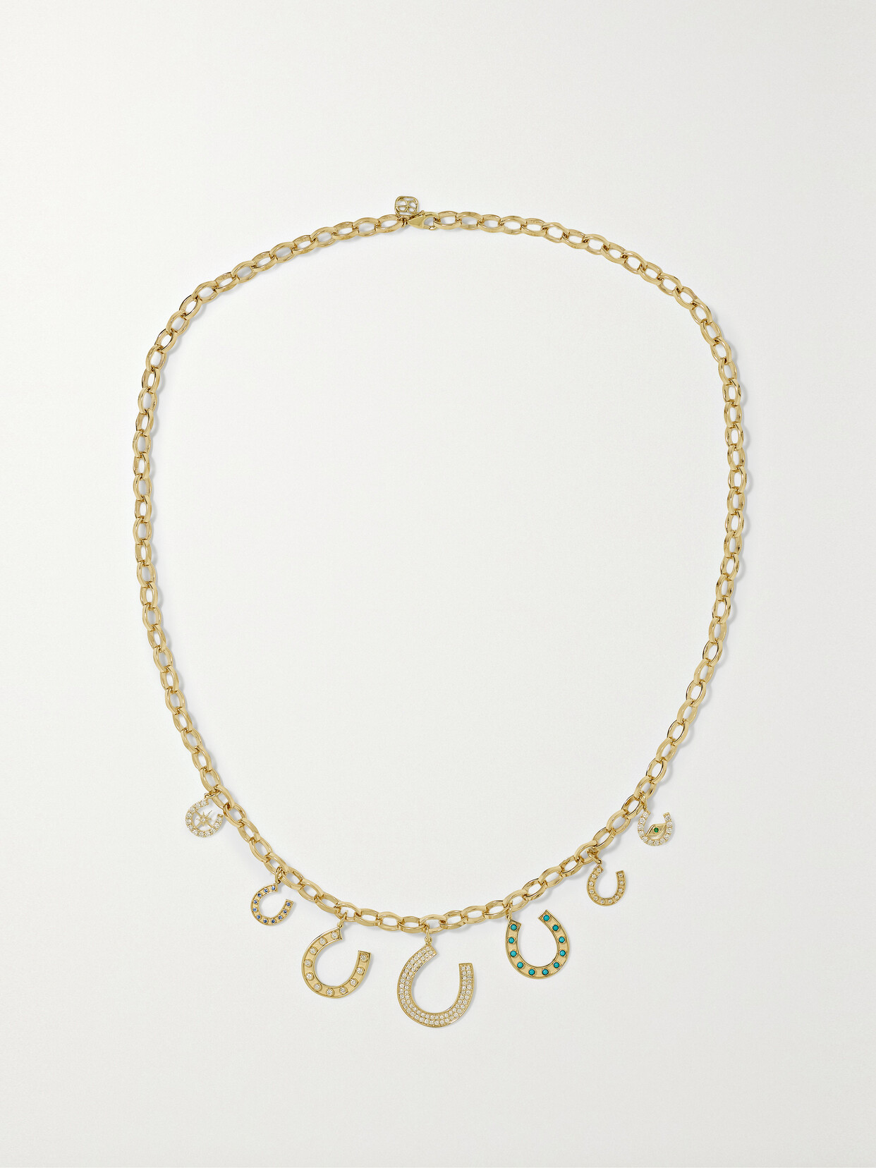 Sydney Evan Horseshoe 14-karat Gold Multi-stone Necklace