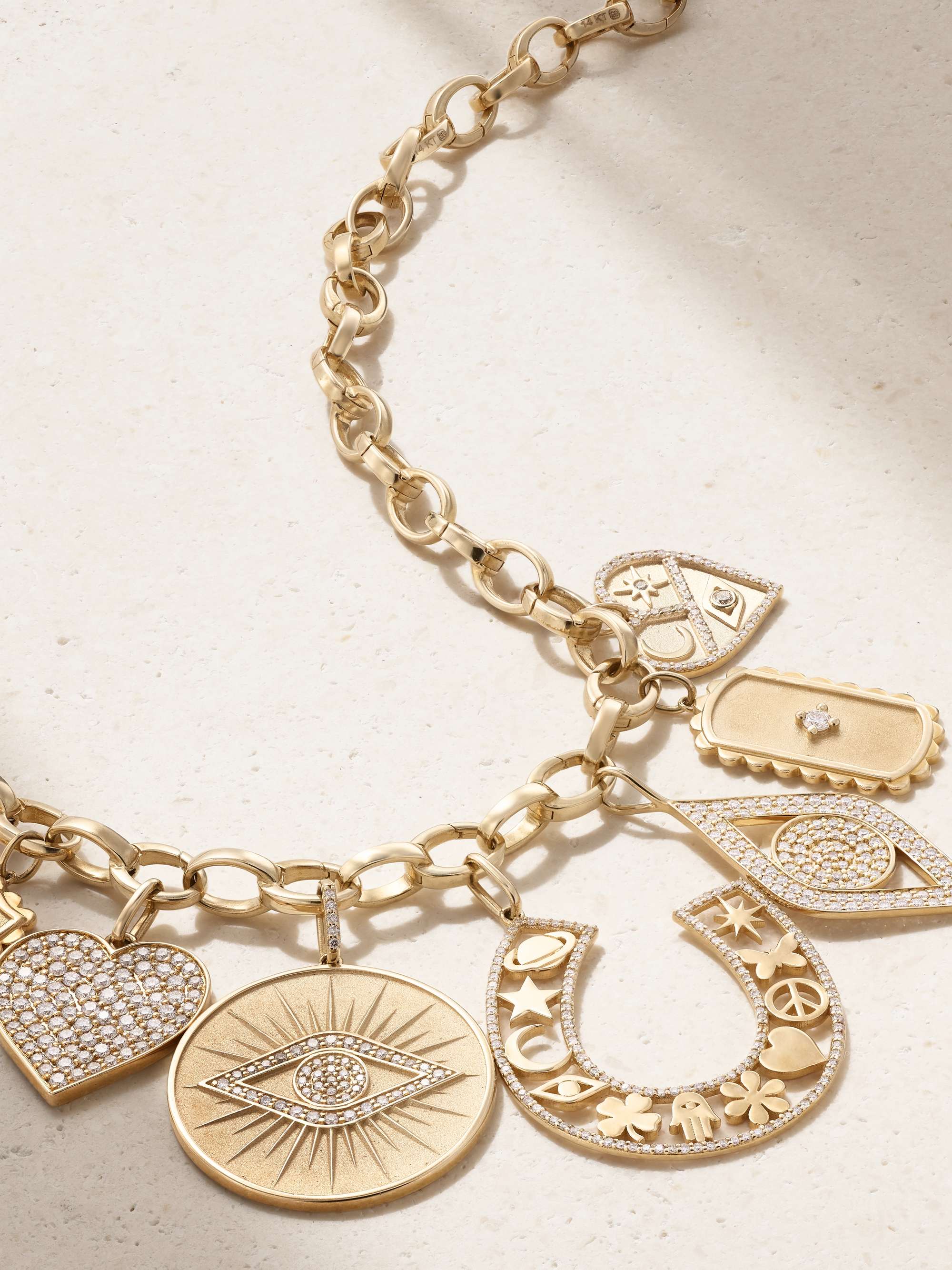 SYDNEY EVAN Large Love and Luck 14-karat gold necklace