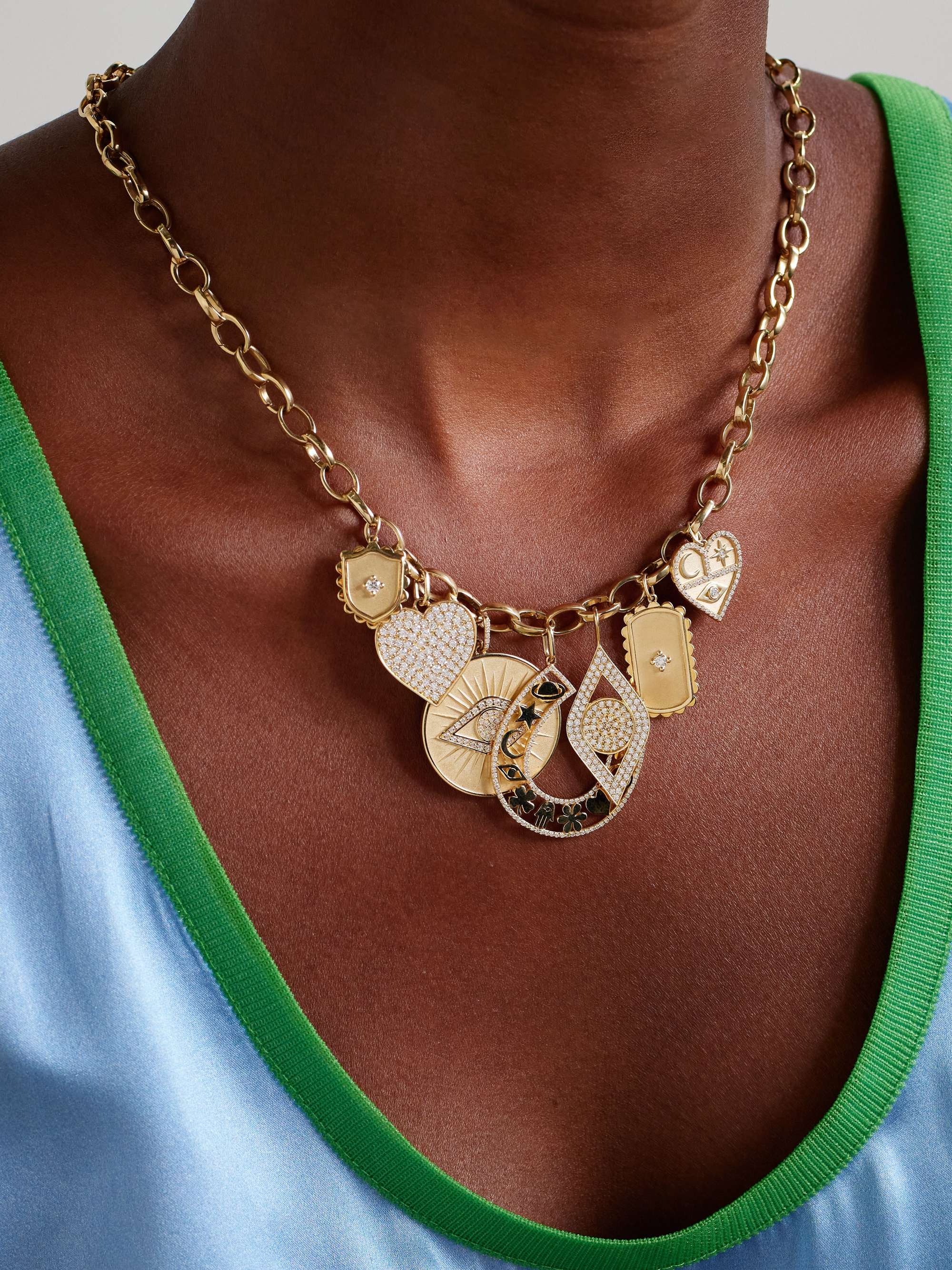 SYDNEY EVAN Large Love and Luck 14-karat gold necklace