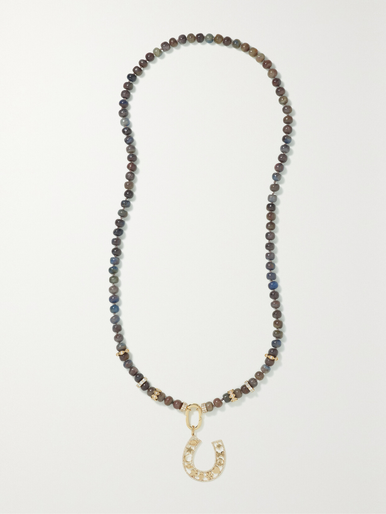 Sydney Evan - Icon Horseshoe 14-karat Gold Diamond Beaded Necklace - One size