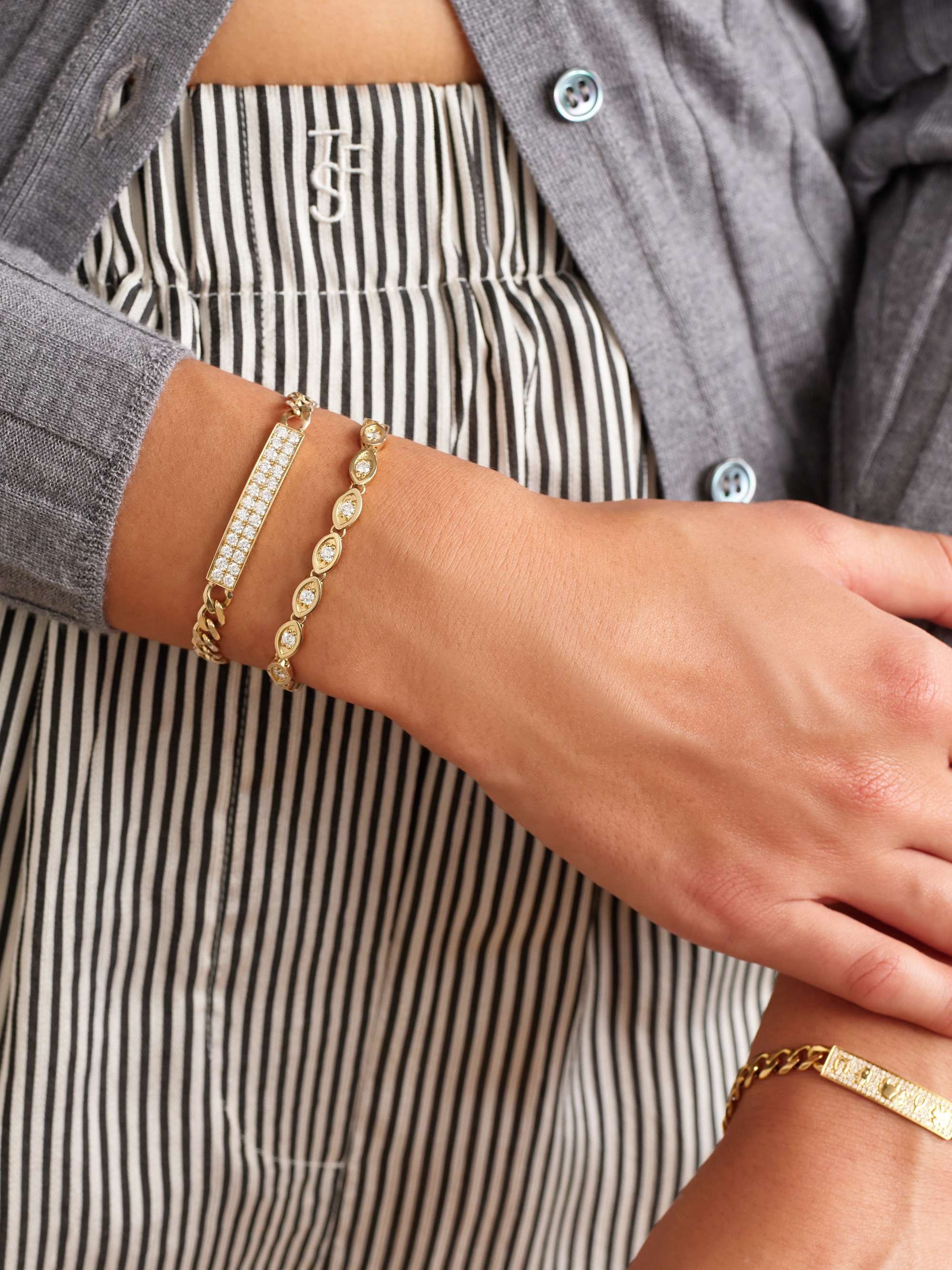 SYDNEY EVAN Evil Eye 18-karat gold diamond bracelet