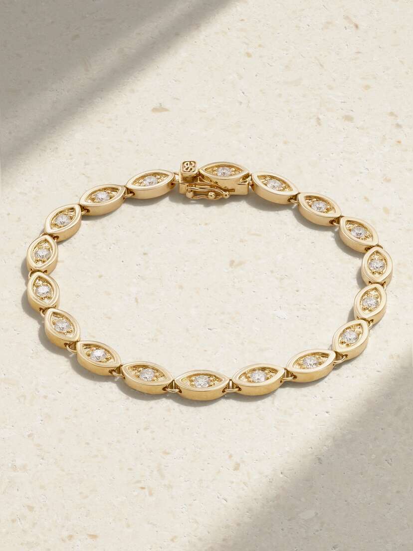 Sydney Evan Evil Eye 14-karat Gold Diamond Bracelet