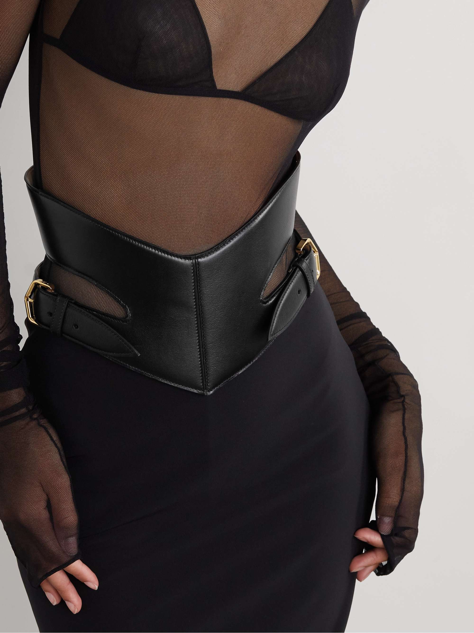 ALAÏA Cutout leather waist belt