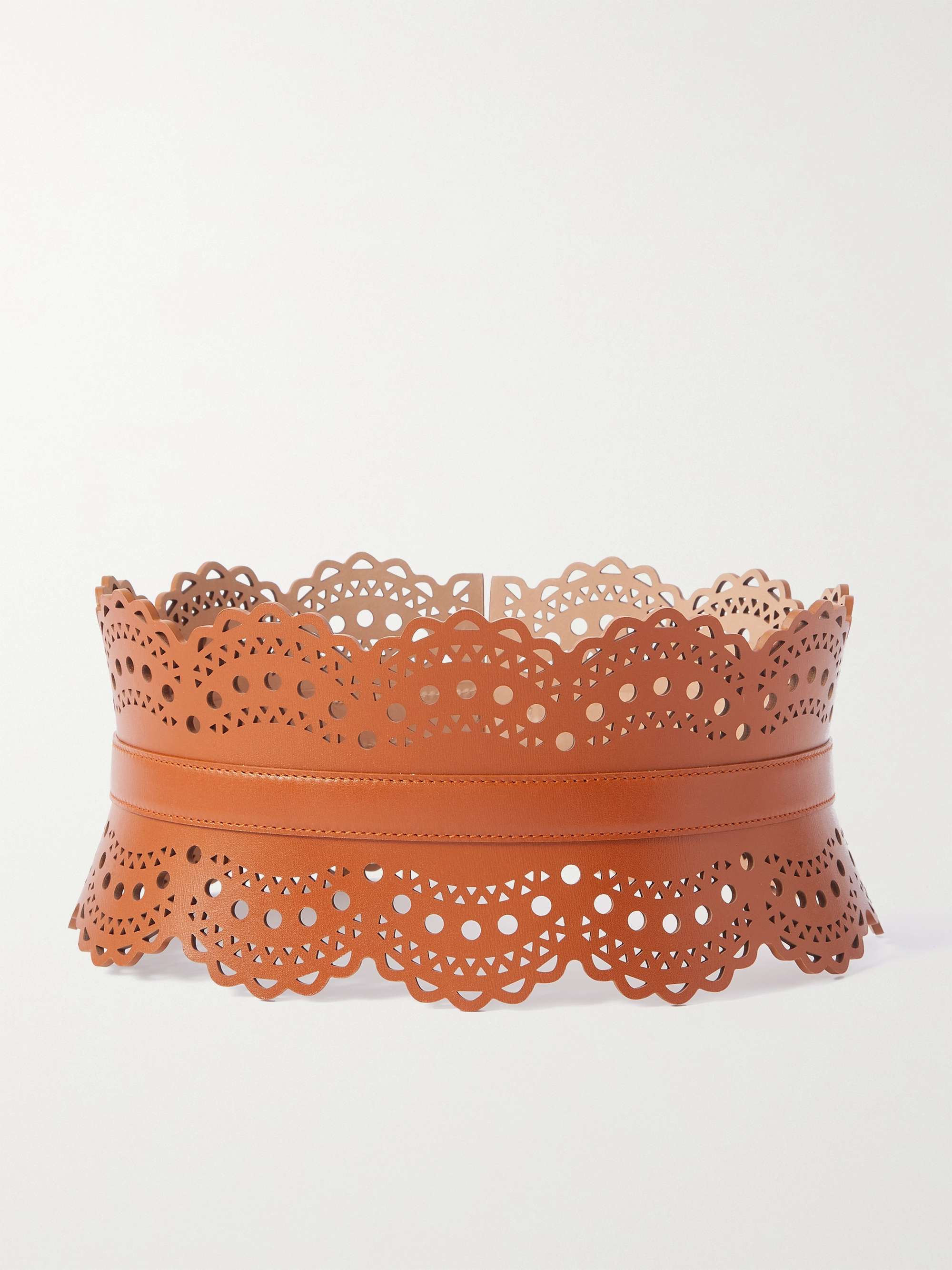 ALAÏA Laser-cut leather waist belt