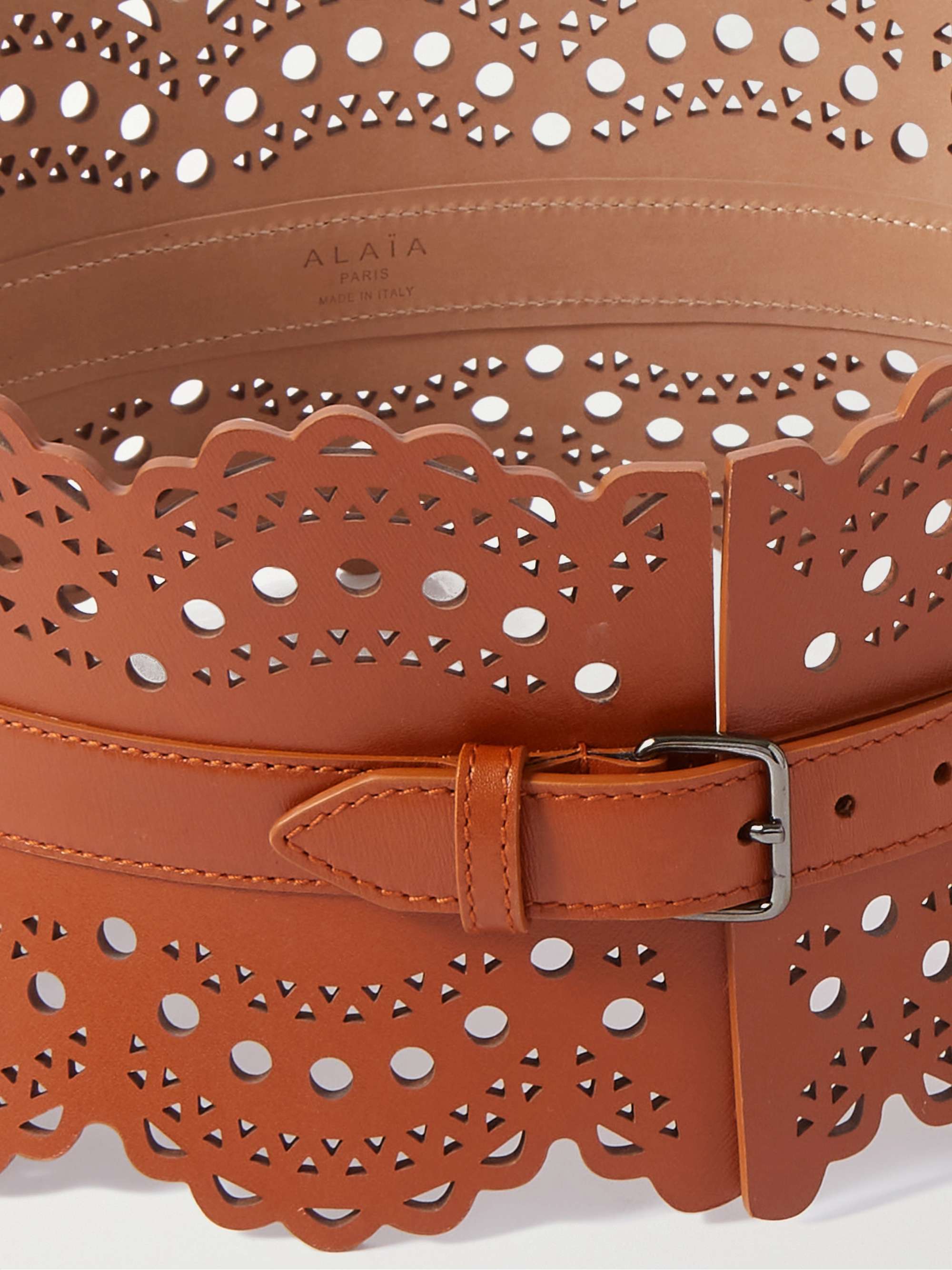 ALAÏA Laser-cut leather waist belt